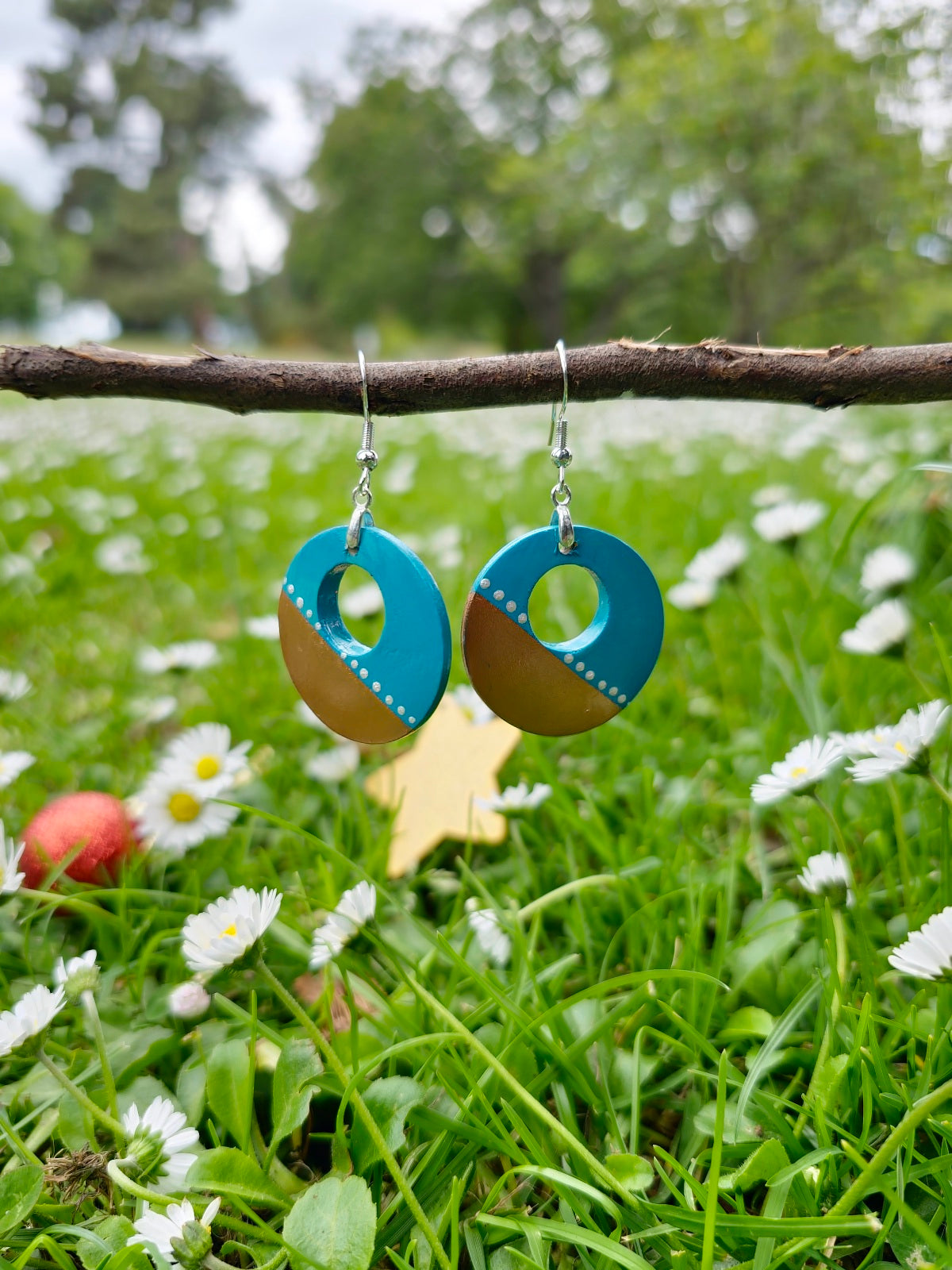 Floral Polymer Clay Earrings, Hand Painted Earrings