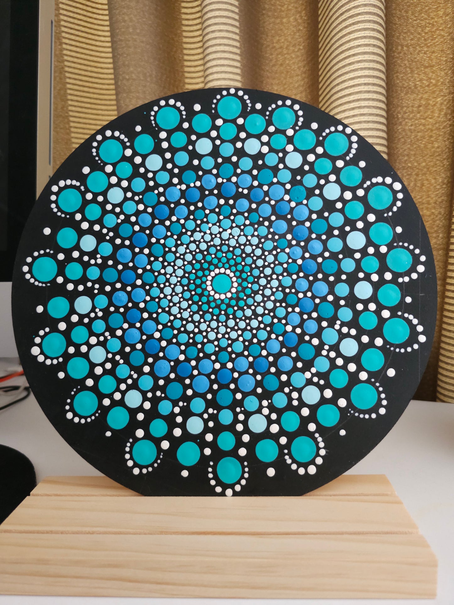 Hand Painted Spiral Dot Mandala Home Decor Paintings