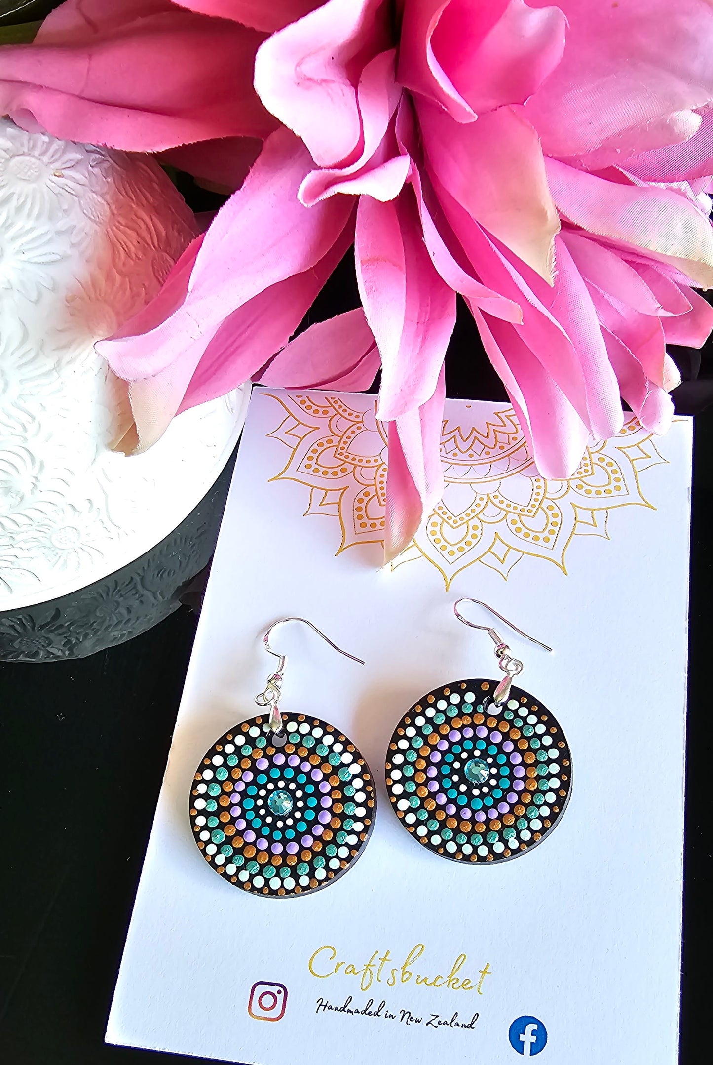 Handcrafted Dot Mandala Earrings