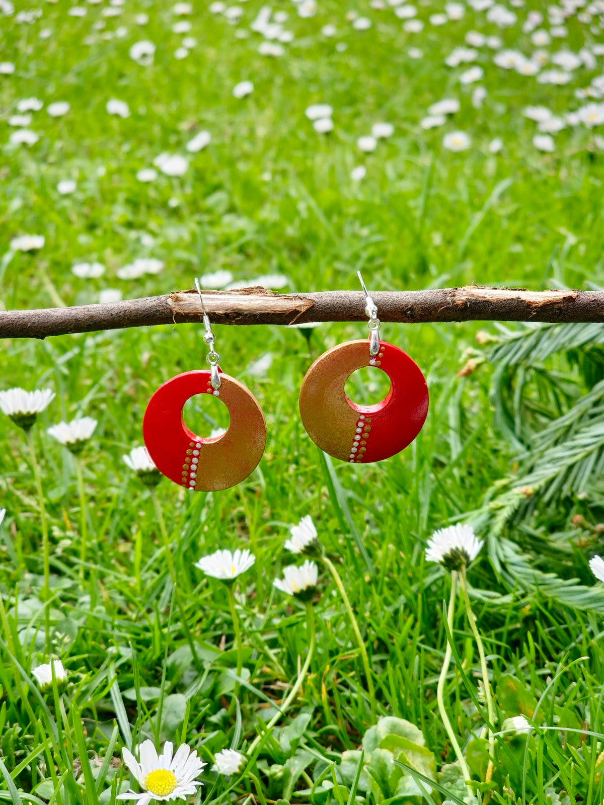 Hand Painted Mandala Earrings