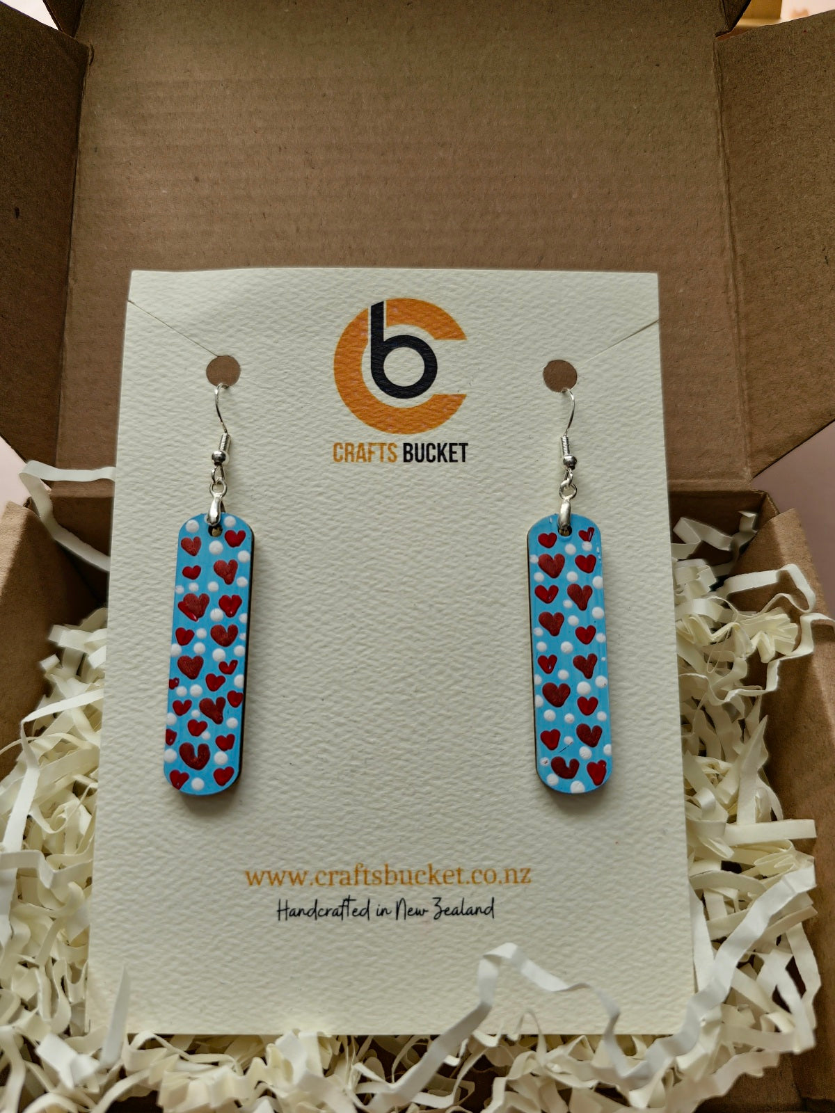 Love-Struck Blue: Hand-Painted Heart Earrings