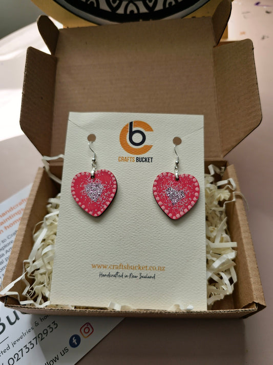 Valentine's Spark: Red Heart-Shaped "Handcrafted Earrings