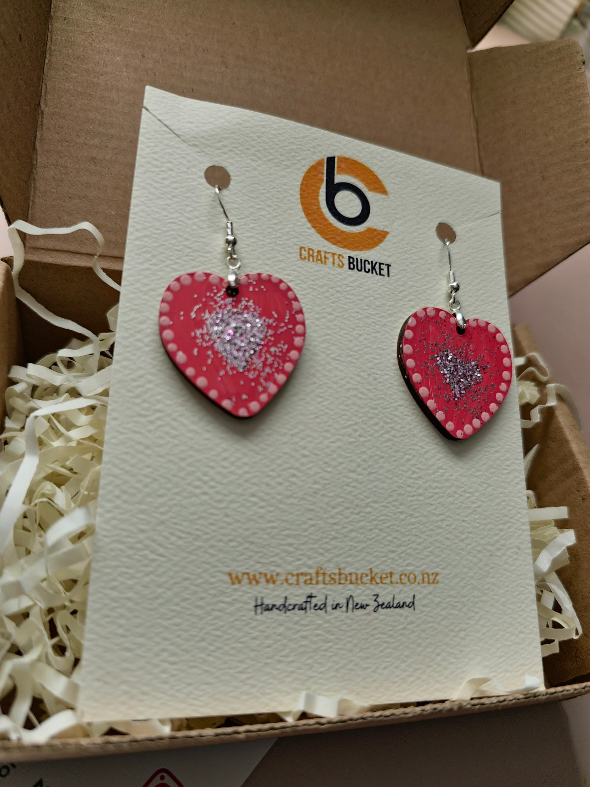 Valentine's Spark: Red Heart-Shaped "Handcrafted Earrings