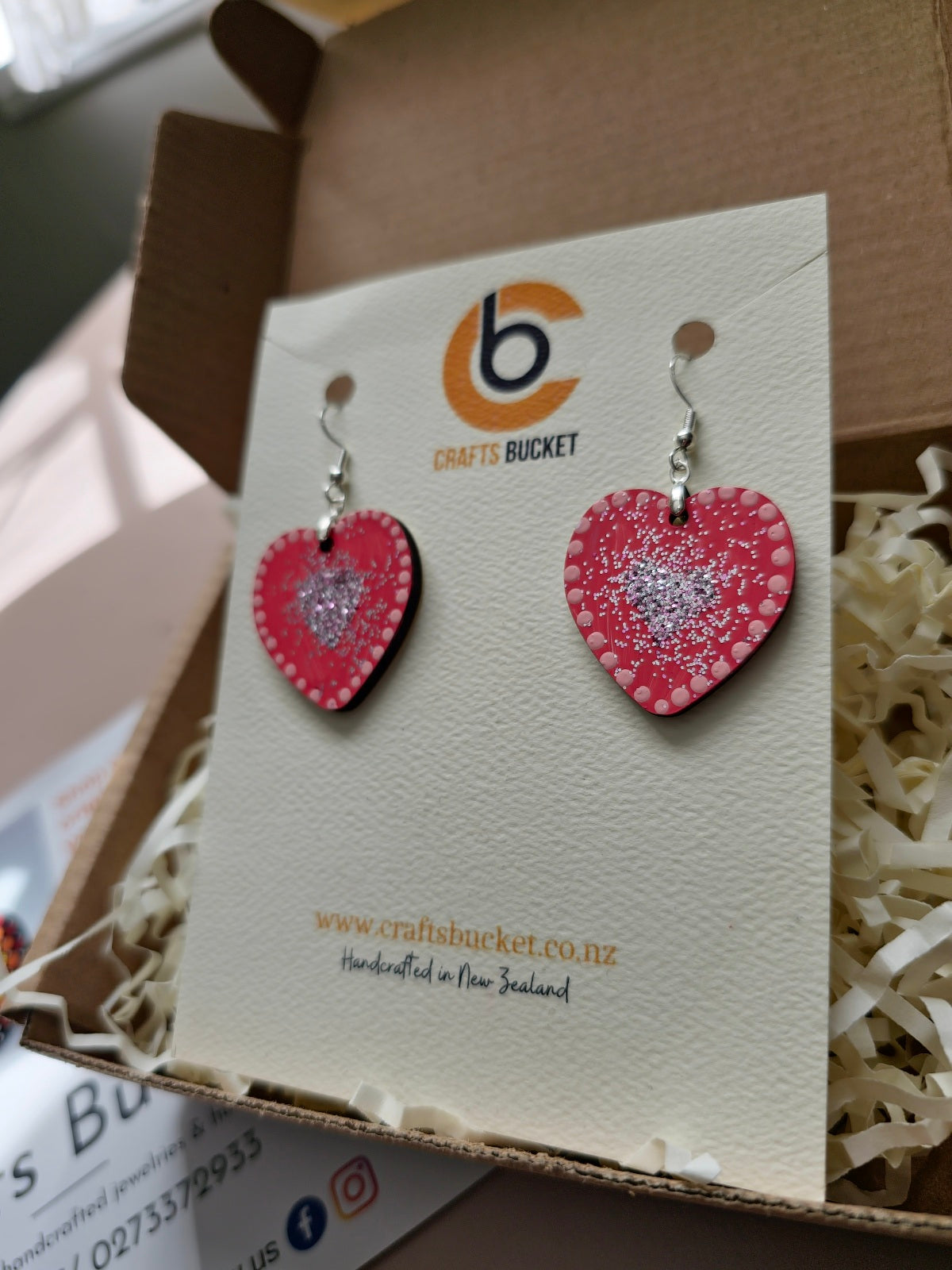 Valentine's Spark: Red Heart-Shaped "Handcrafted Earrings