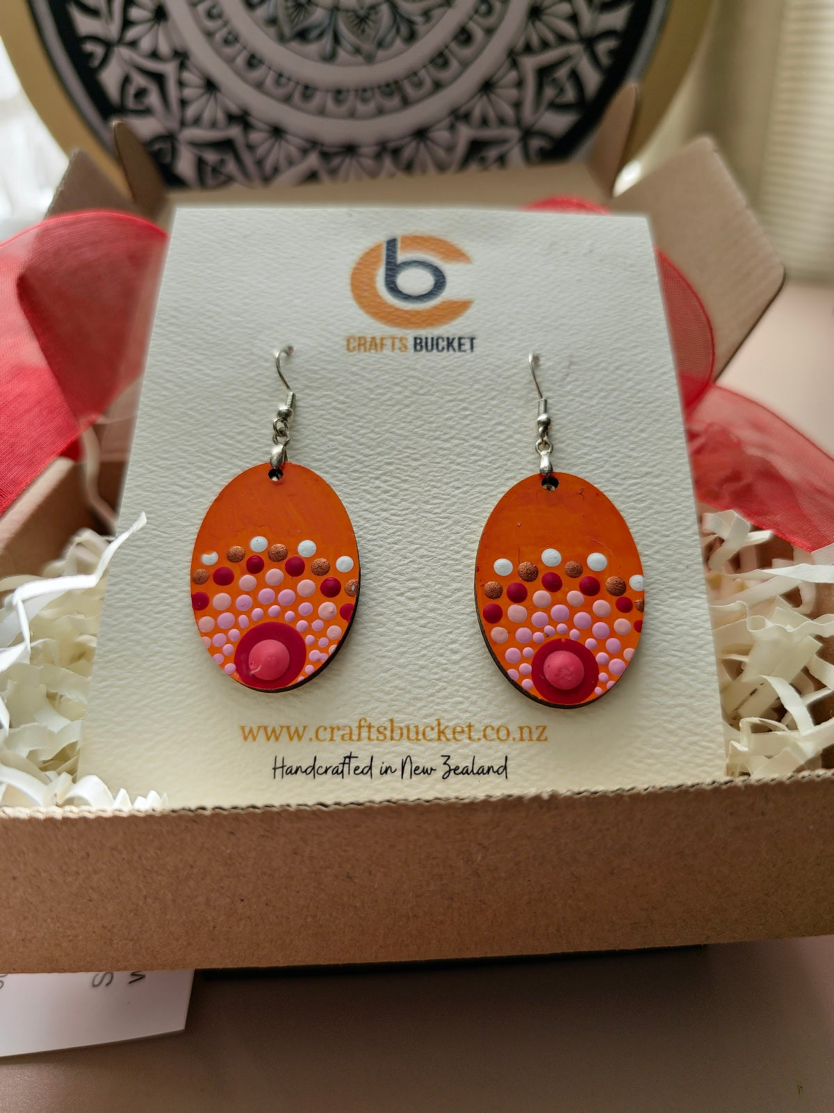 Sunset Serenade: Hand-Painted Mandala Earrings