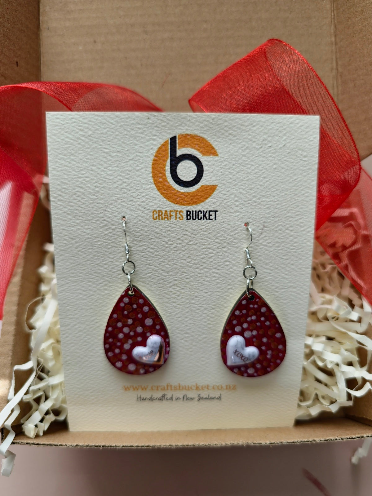 Heartfelt Harmony: Hand-Painted Wooden Teardrop Earrings