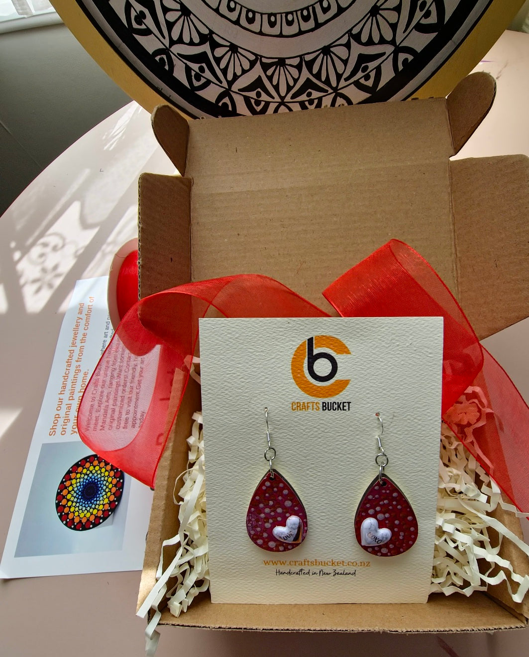 Heartfelt Harmony: Hand-Painted Wooden Teardrop Earrings