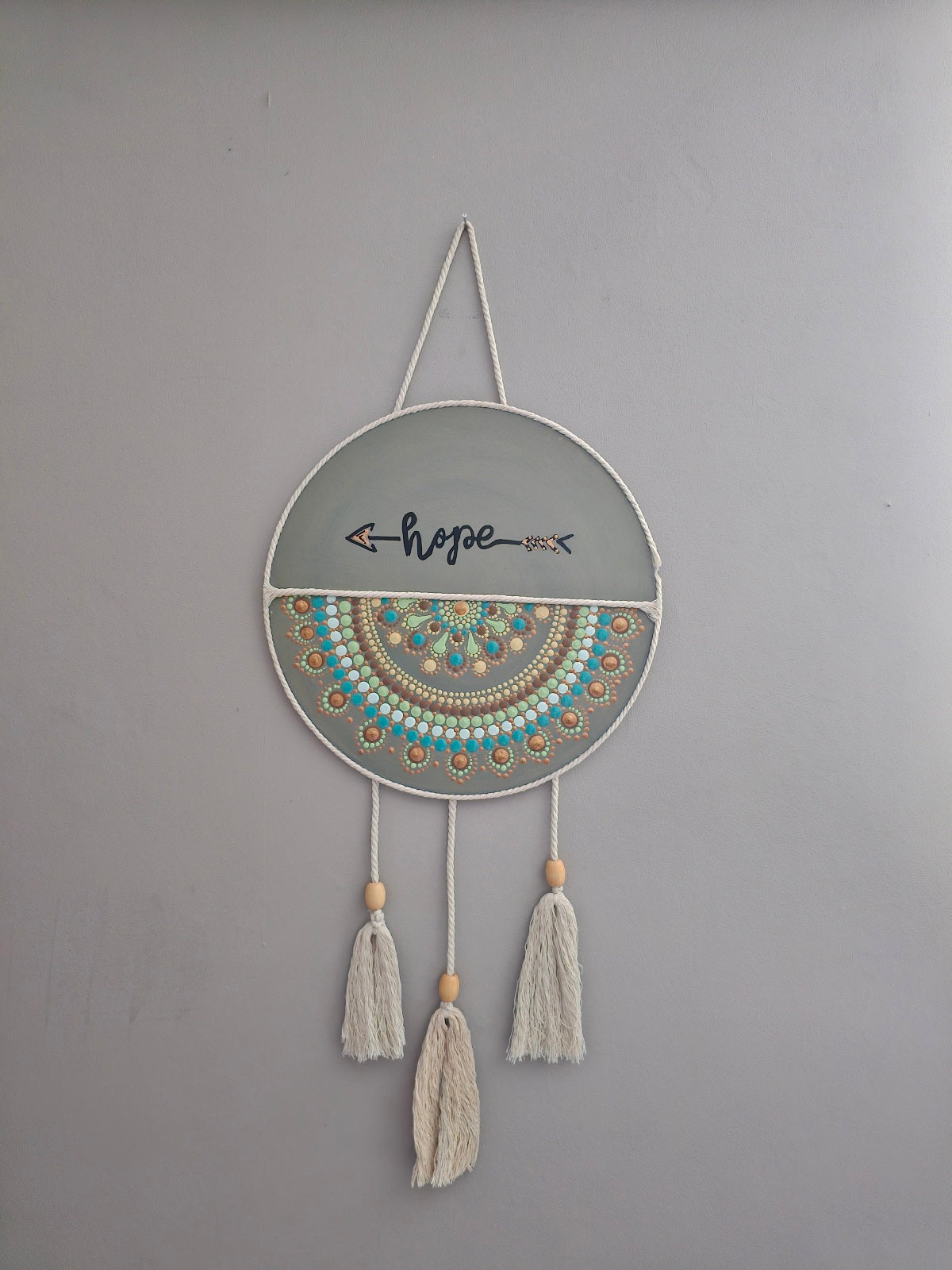 Hopeful Mandala: Hand-Painted Wall Decor Paintings with a Touch of Positivity