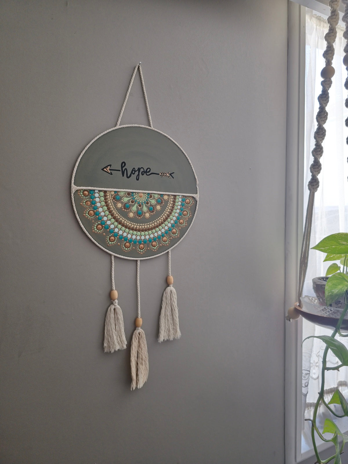 Hopeful Mandala: Hand-Painted Wall Decor Paintings with a Touch of Positivity