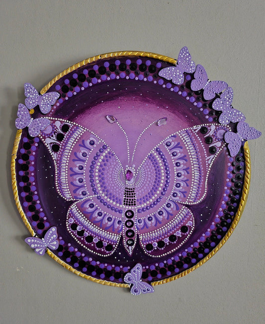 Purple Majesty: Butterfly Dreams Hand Painted Dot Mandala Paintings