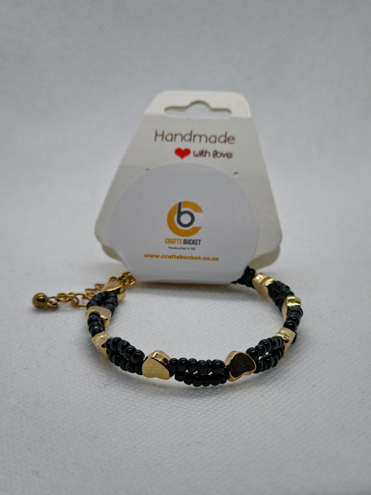 Golden Heart: Handmade Adjustable Beaded Bracelets