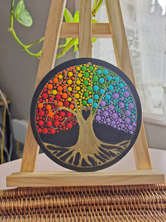 Joyful Unity: Hand Painted Colourful Tree of Life Fridge Magnets