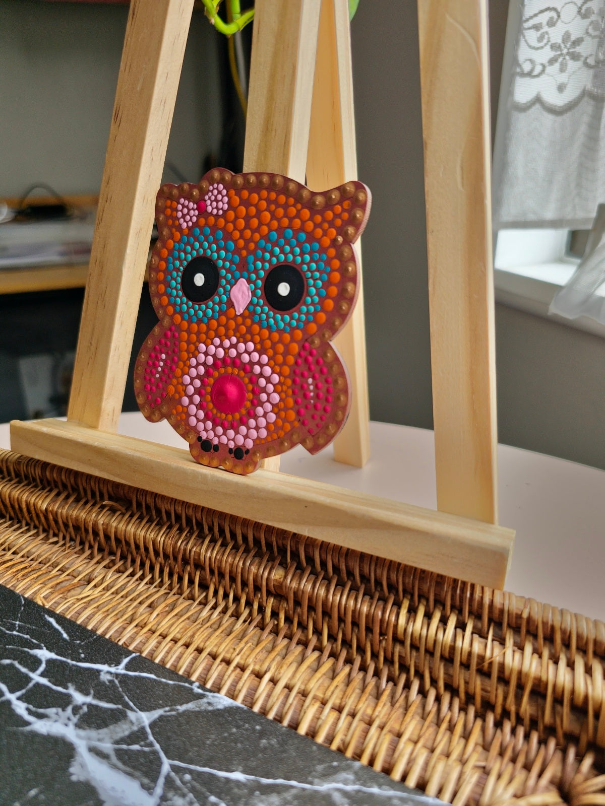 Colourful Owl Dot Mandala Fridge Magnets