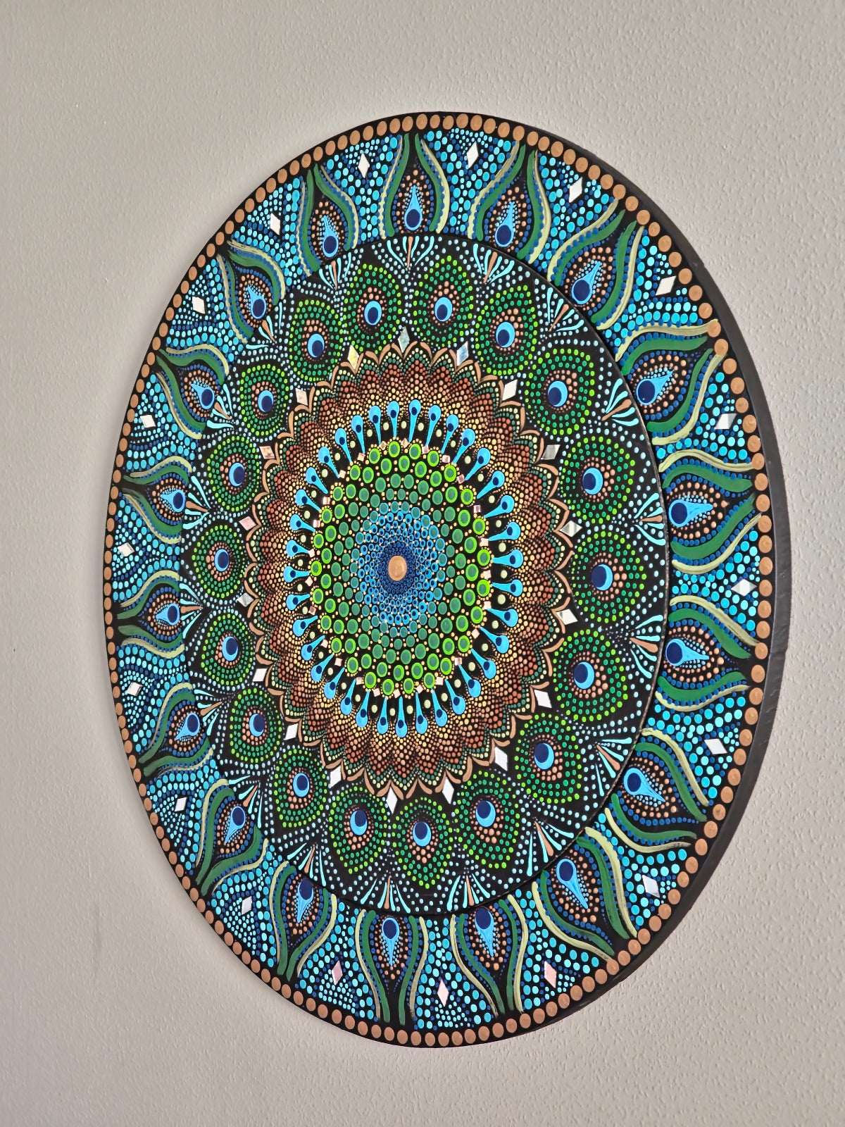 Peacock Inspired Original Hand Painted Mandala Wall Decor Paintings