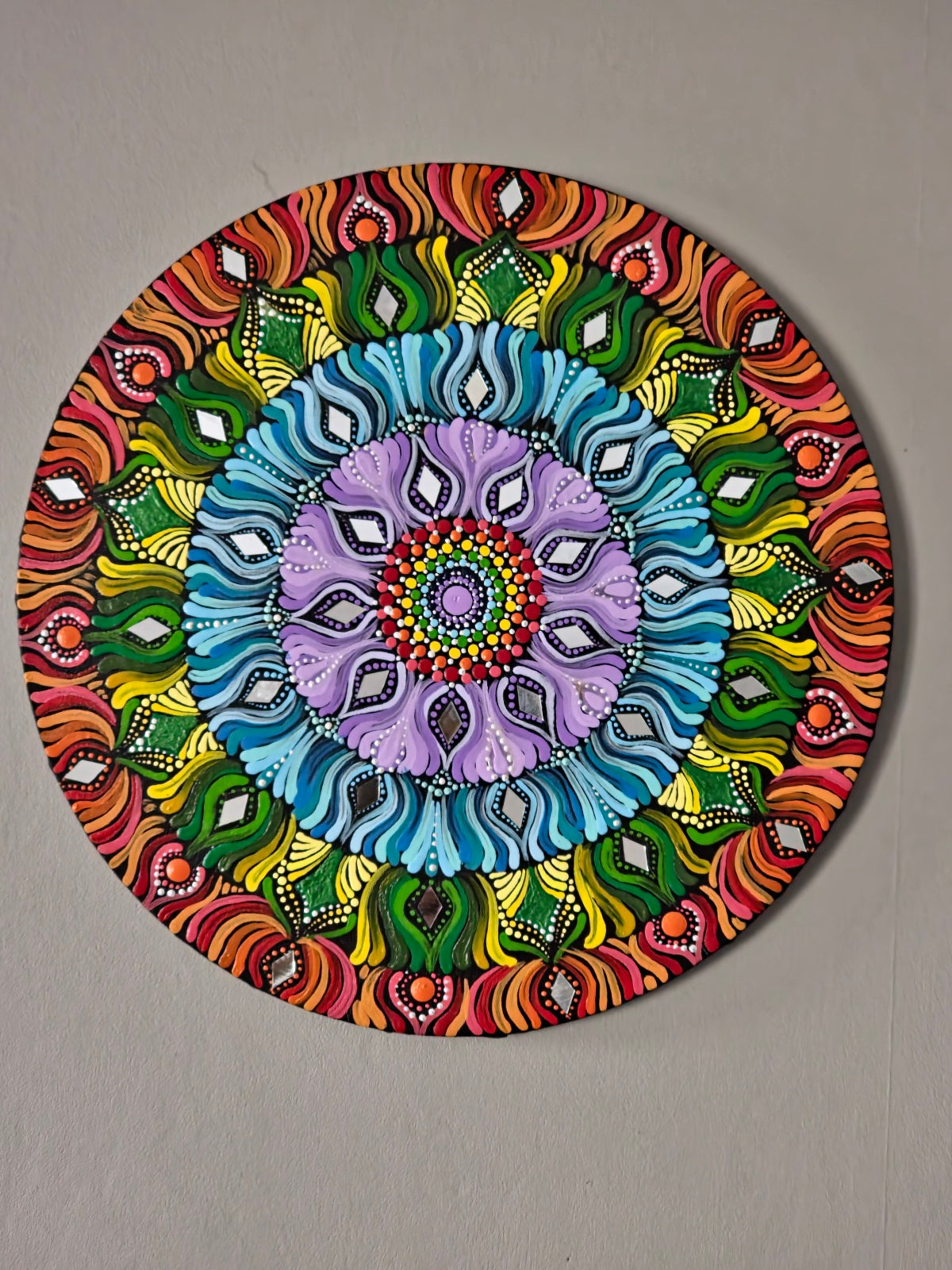 Spectrum of Serenity: Rainbow Inspired Mandala Wall Paintings