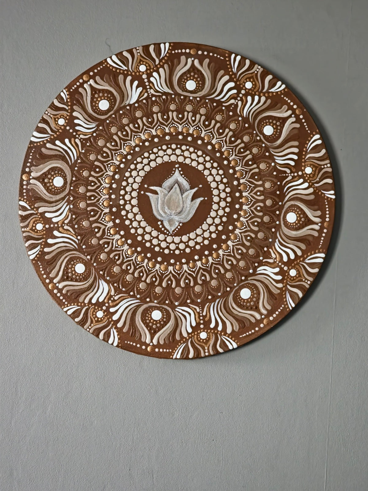 Pure Radiance: White Lotus Mandala Wall Paintings