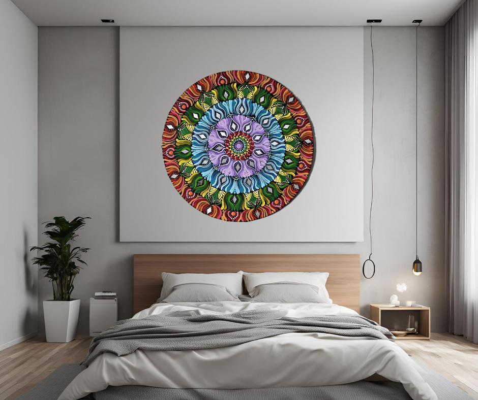 Spectrum of Serenity: Rainbow Inspired Mandala Wall Paintings