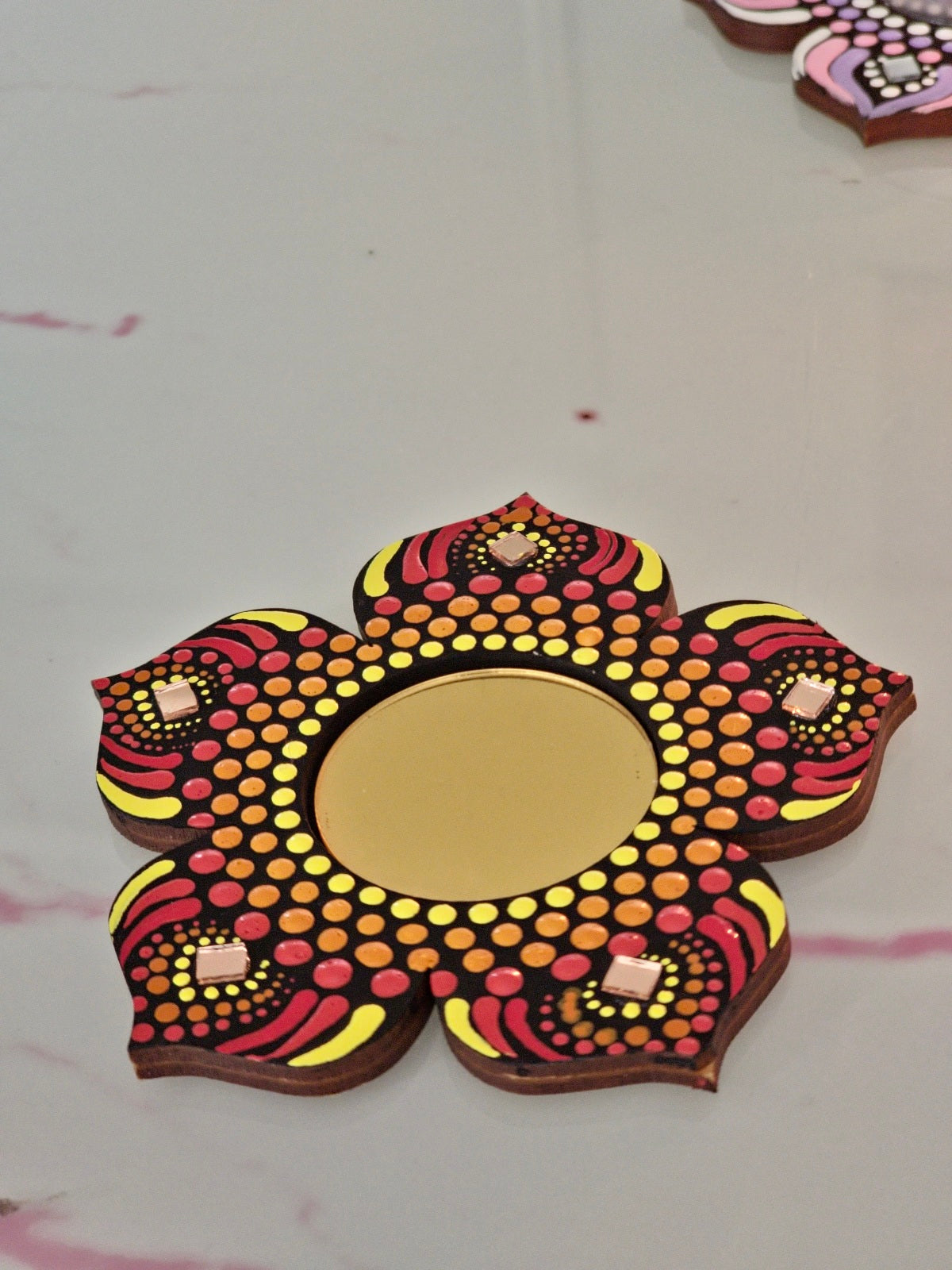 Hand Painted Mandala Tea Light Holders.