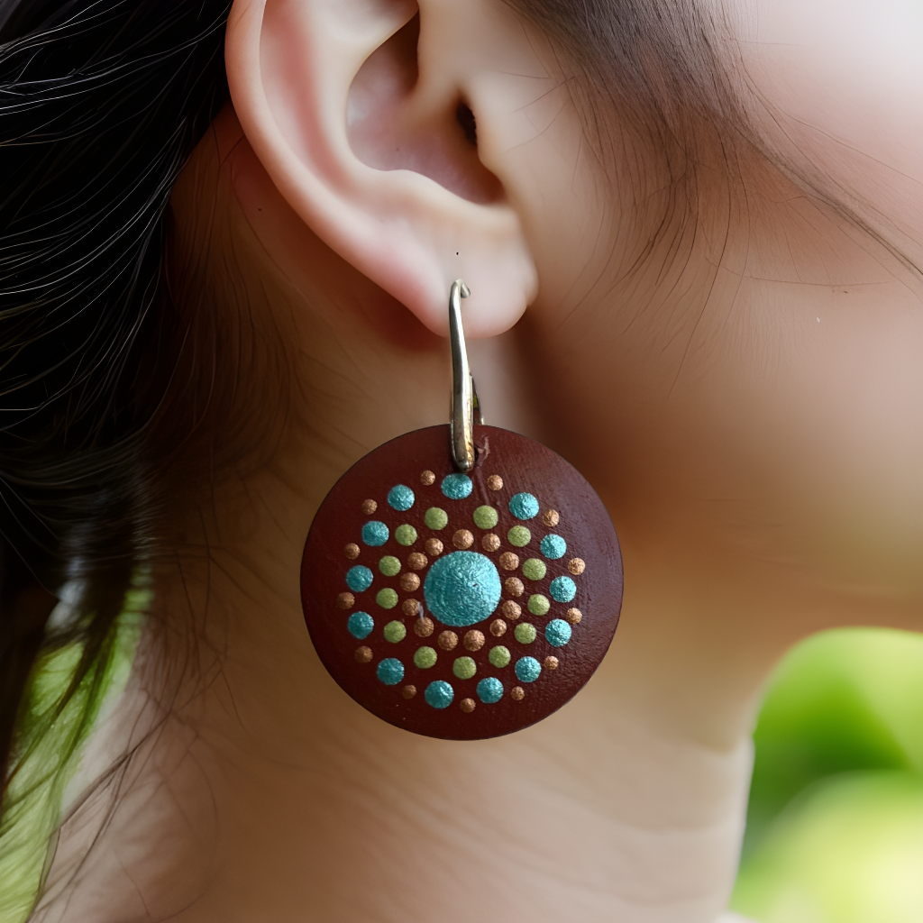 Hand painted Dot Mandala Earrings