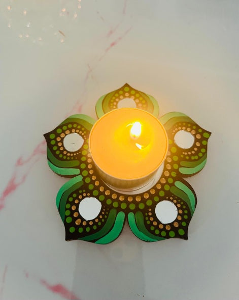 Hand Painted Mandala Tea Light Holders.