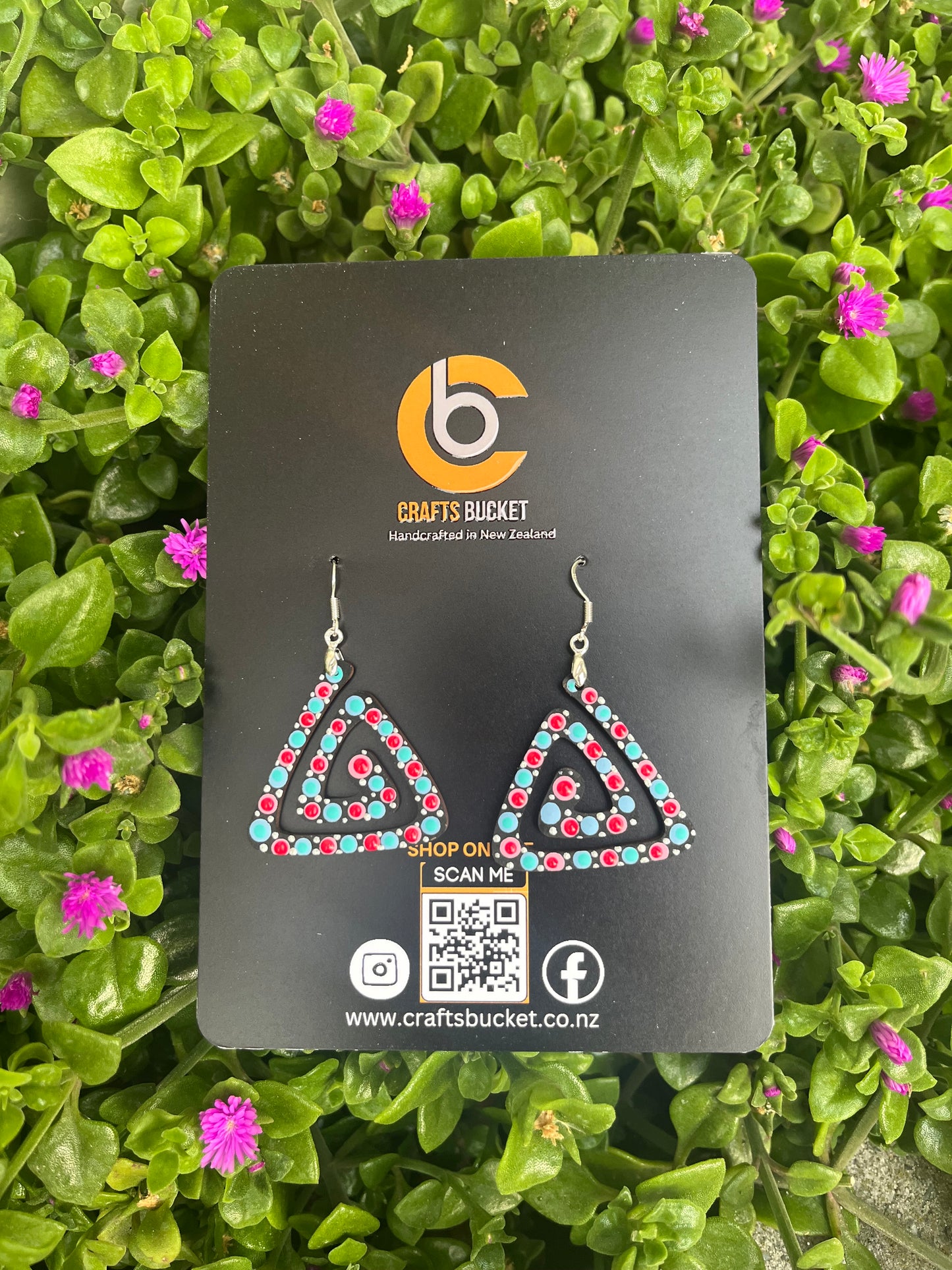 Unique Hand Painted Geometric Dangle Earrings