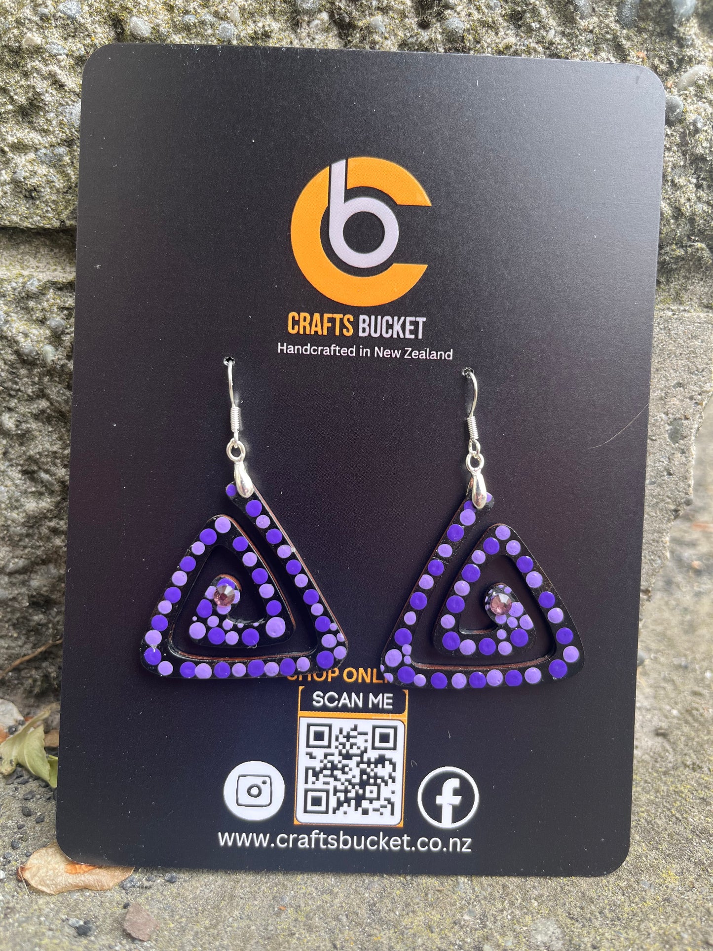 Unique Purple Spiral Dot Art Earrings