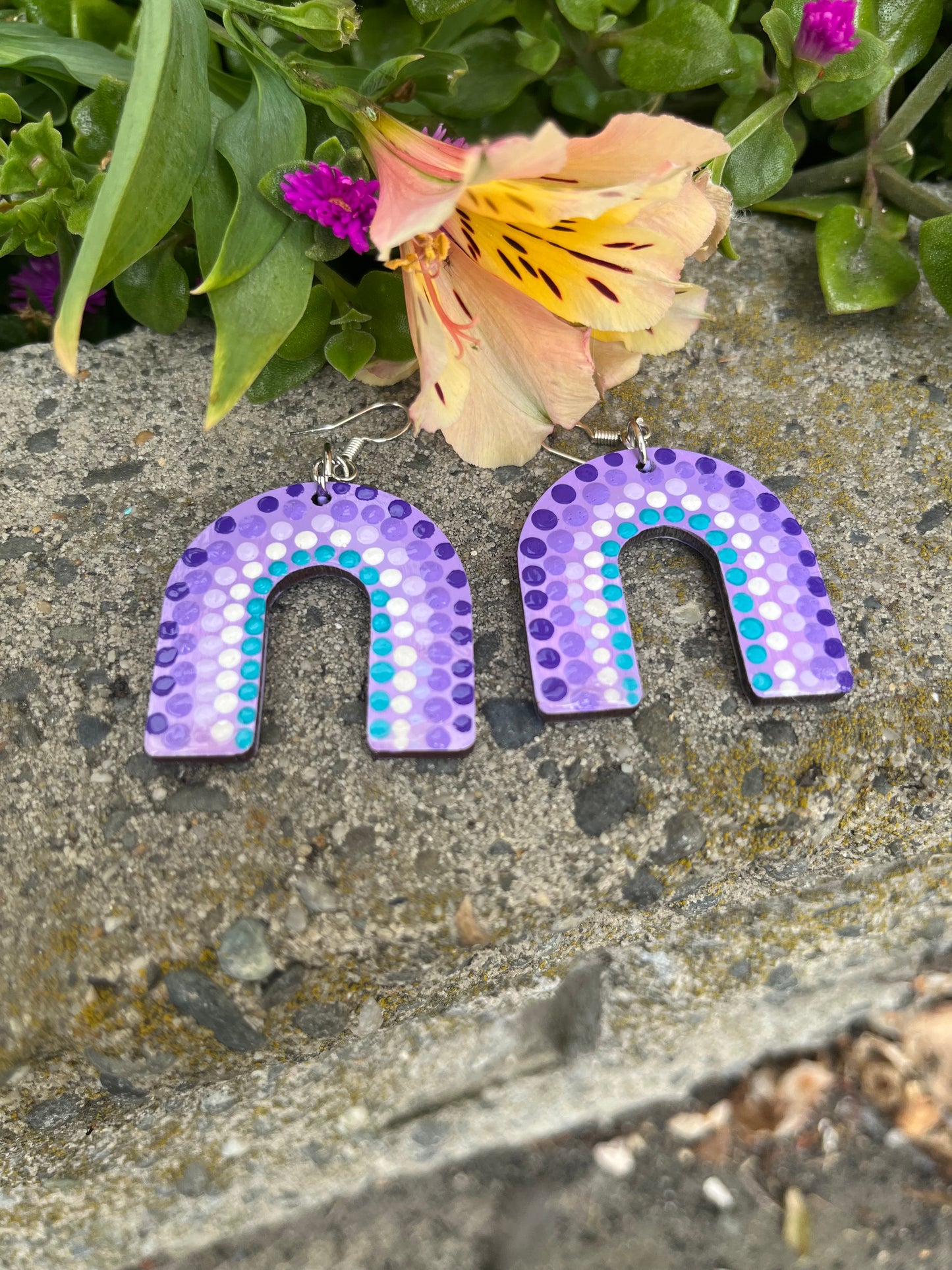 Purple Rainbow: U- Shaped Handcrafted Earrings