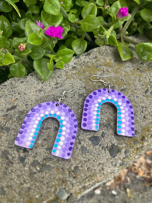 Purple Rainbow: U- Shaped Handcrafted Earrings