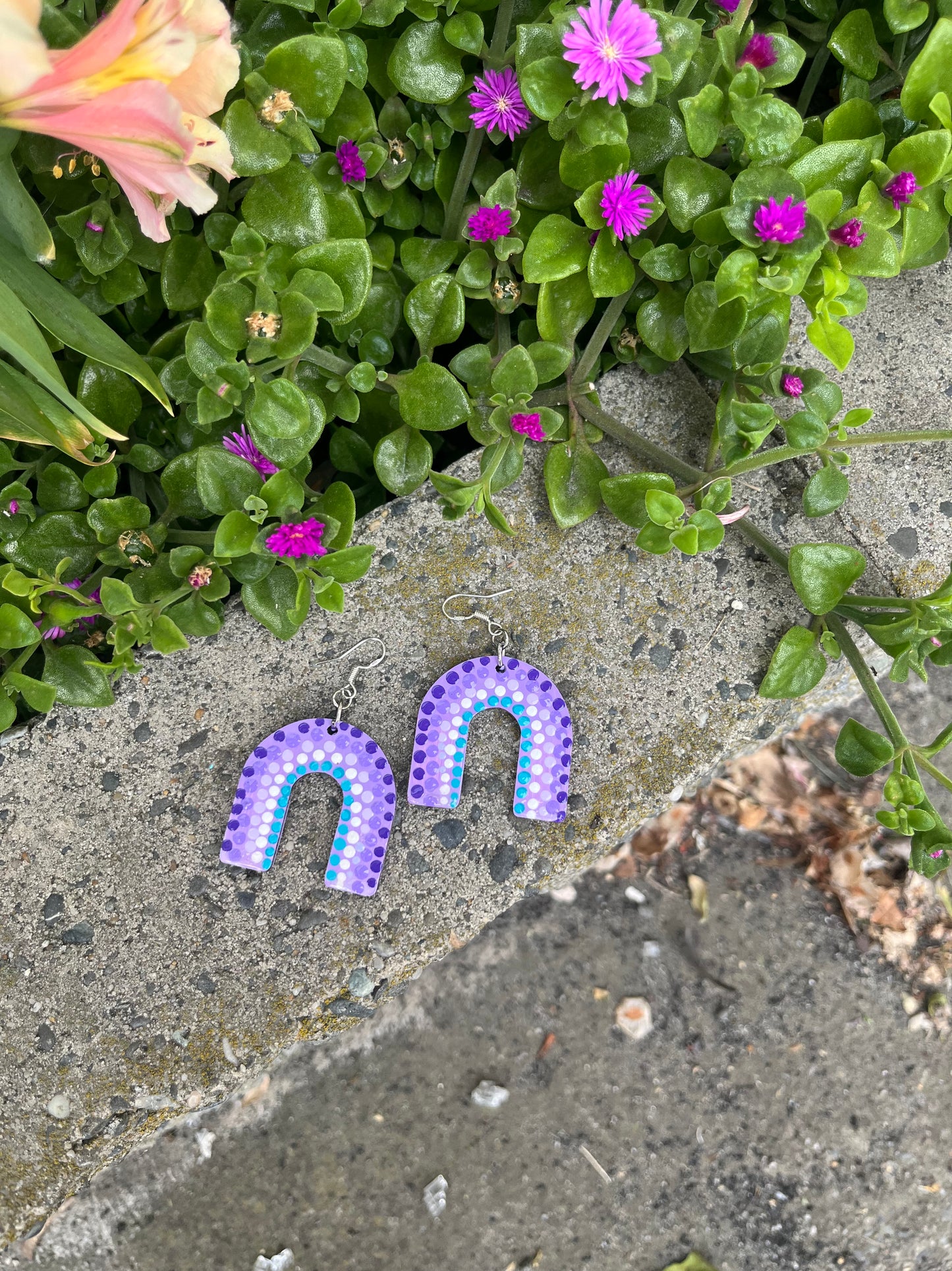 Purple Rainbow: U- Shaped Handcrafted Earrings