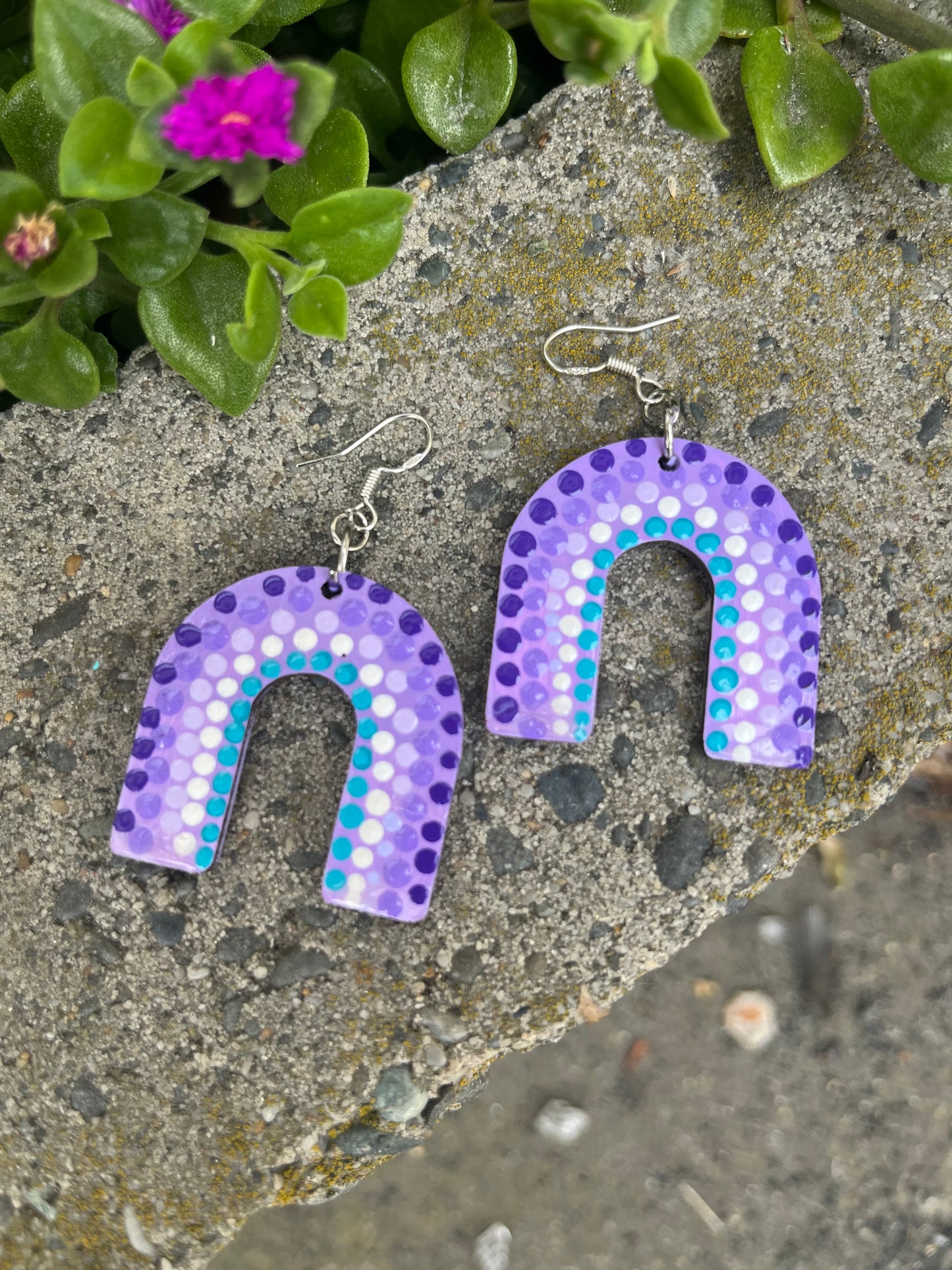 Purple Rainbow: U- Shaped Handcrafted Earrings