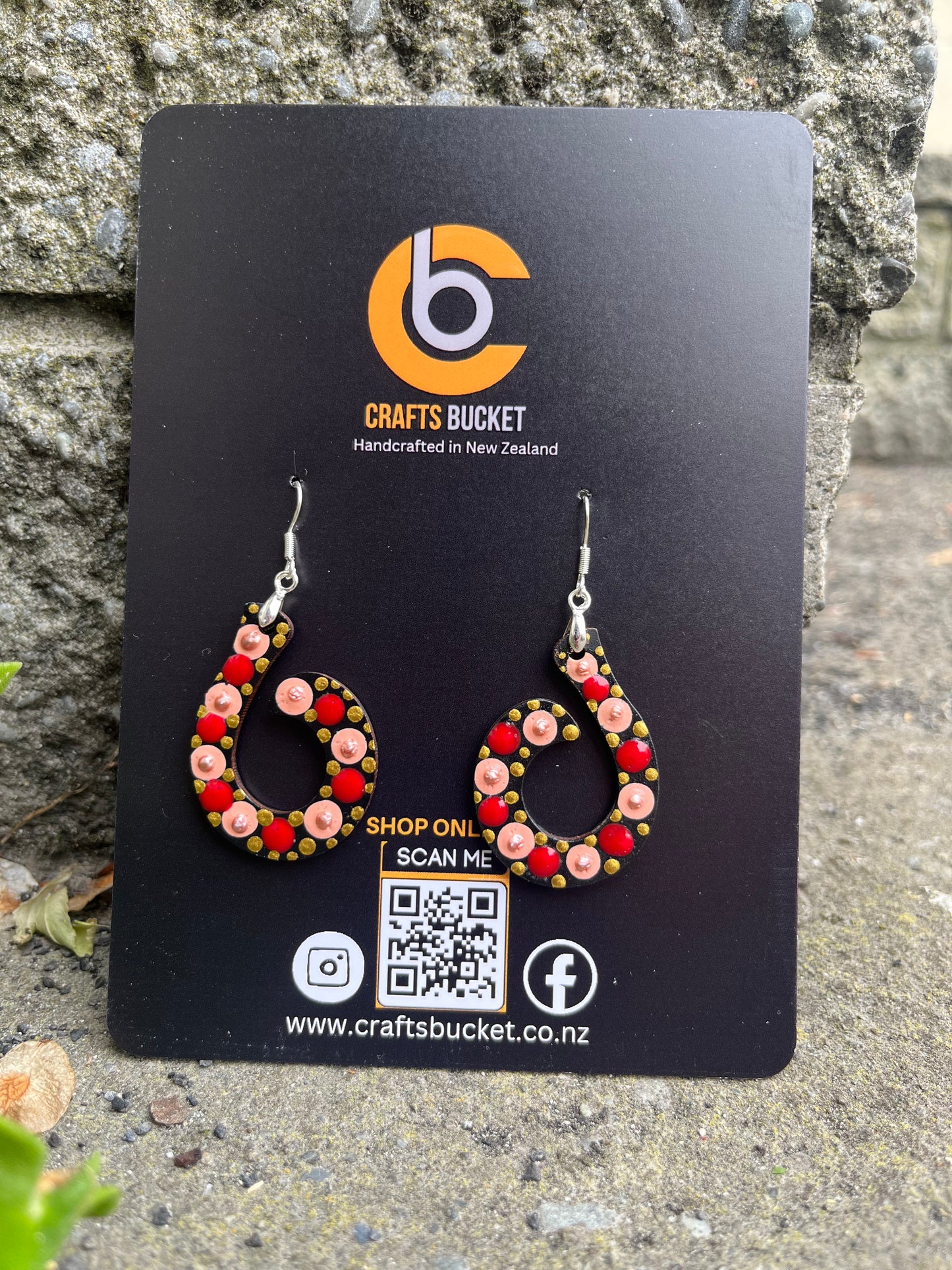 New Zealand's Koru Symbol Inspired Hand Painted Earrings