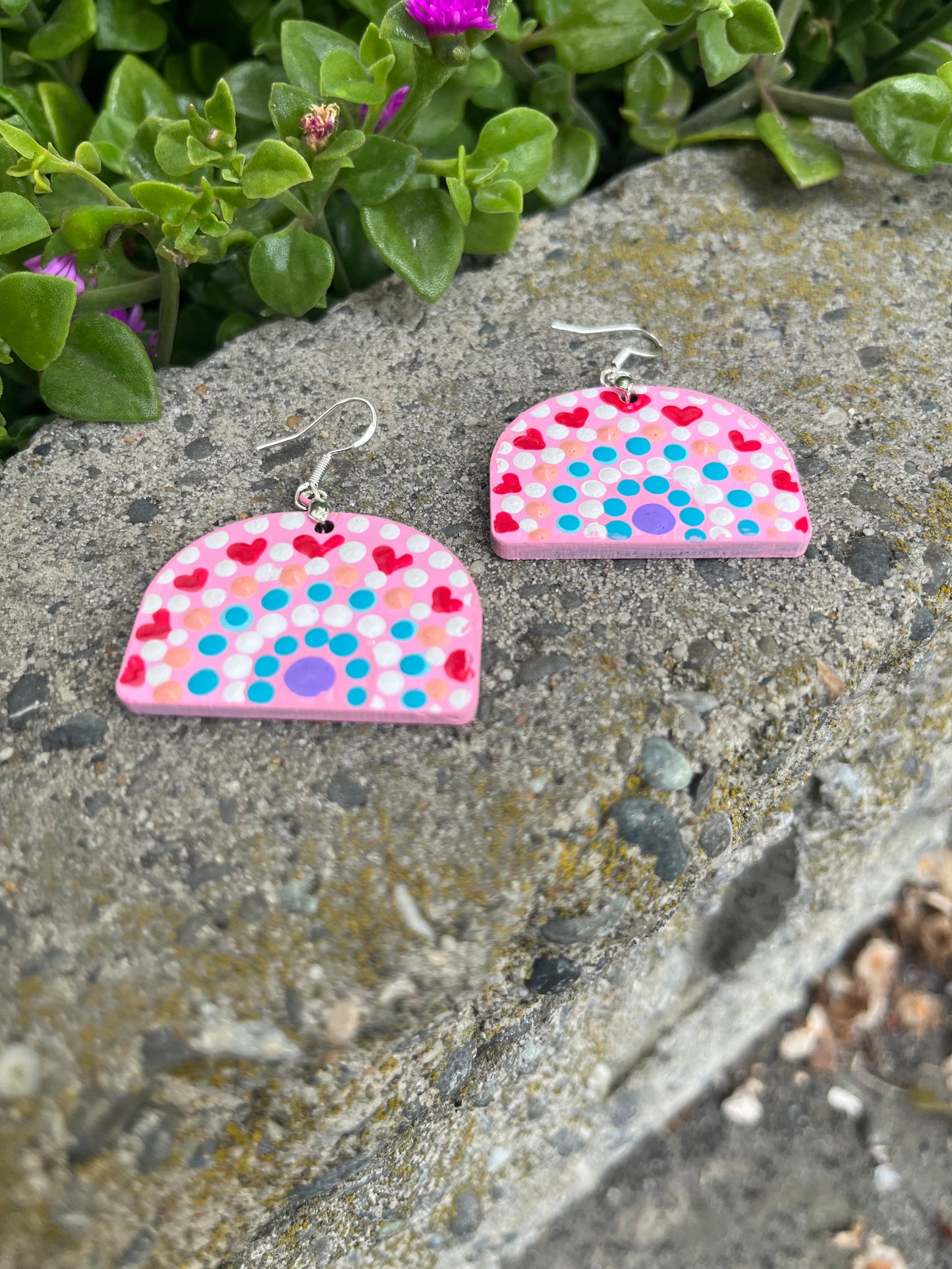 Heartful Elegance: Handcrafted Dot Art Earrings