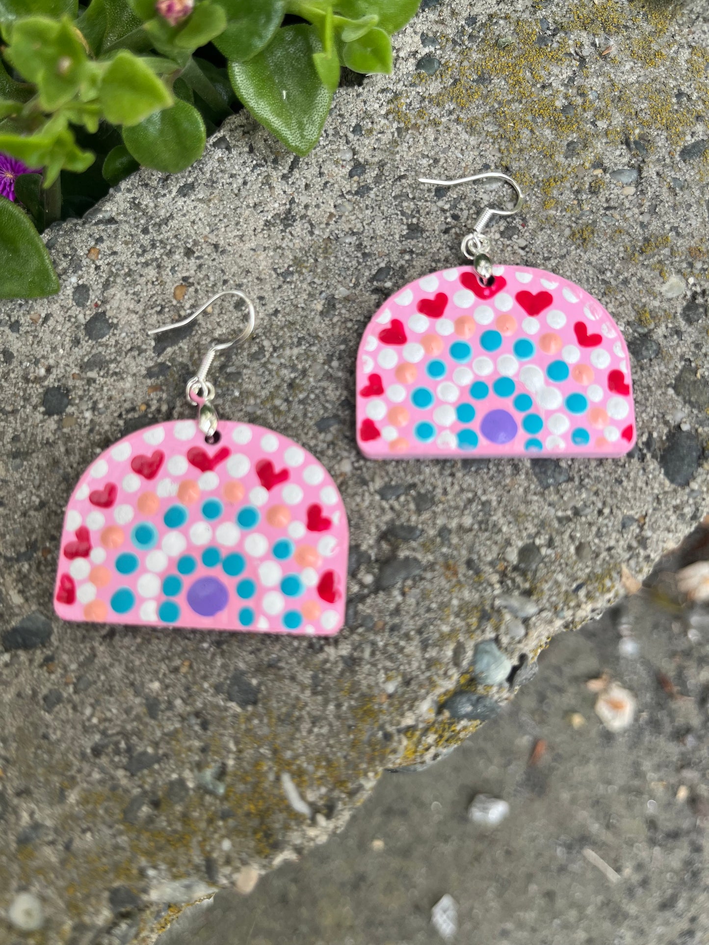 Heartful Elegance: Handcrafted Dot Art Earrings