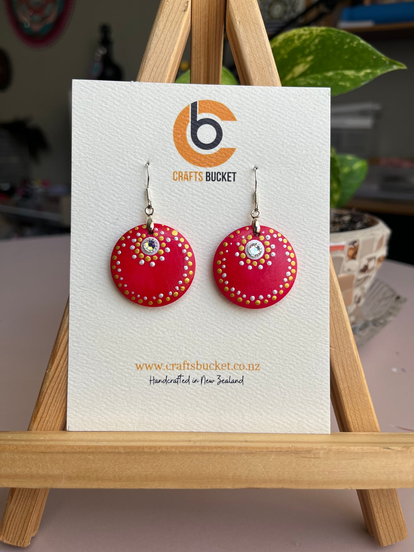 Hand Painted Dot Mandala Earrings