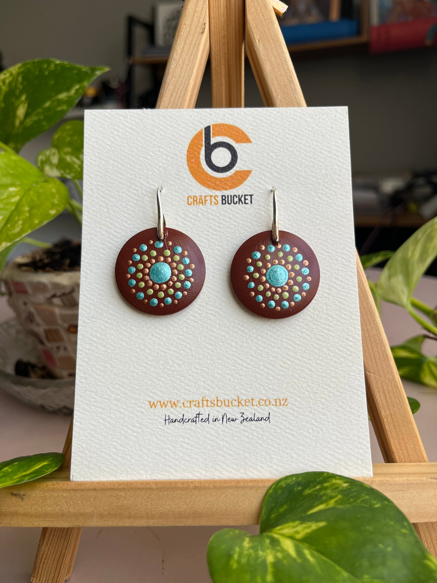 Hand painted Dot Mandala Earrings