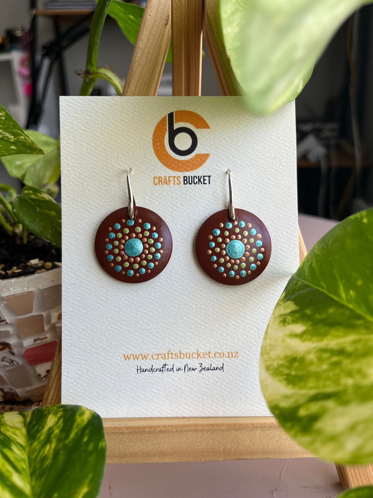 Hand painted Dot Mandala Earrings