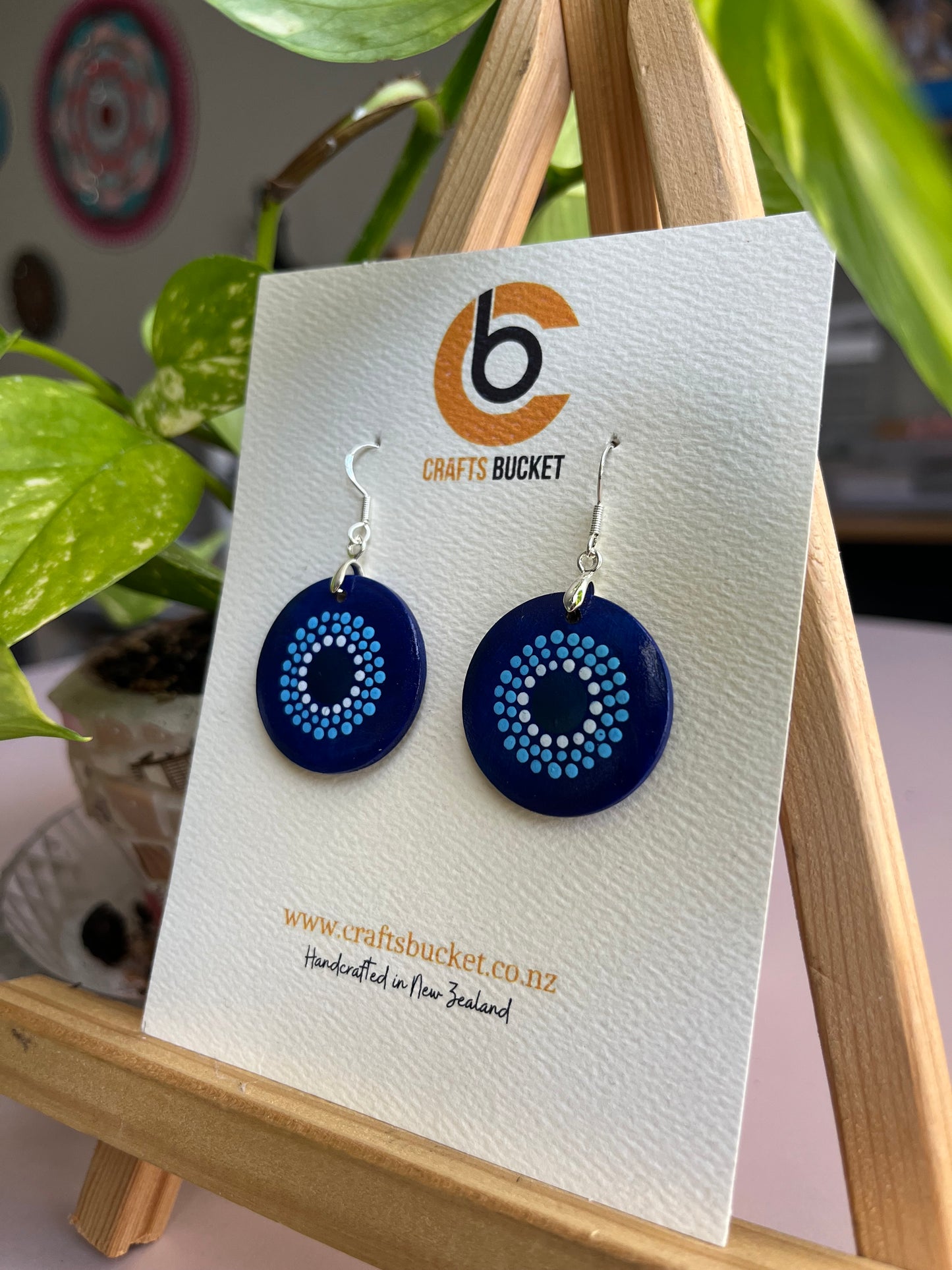 Hand Painted Evil Eye Inspired Dot Mandala Earrings