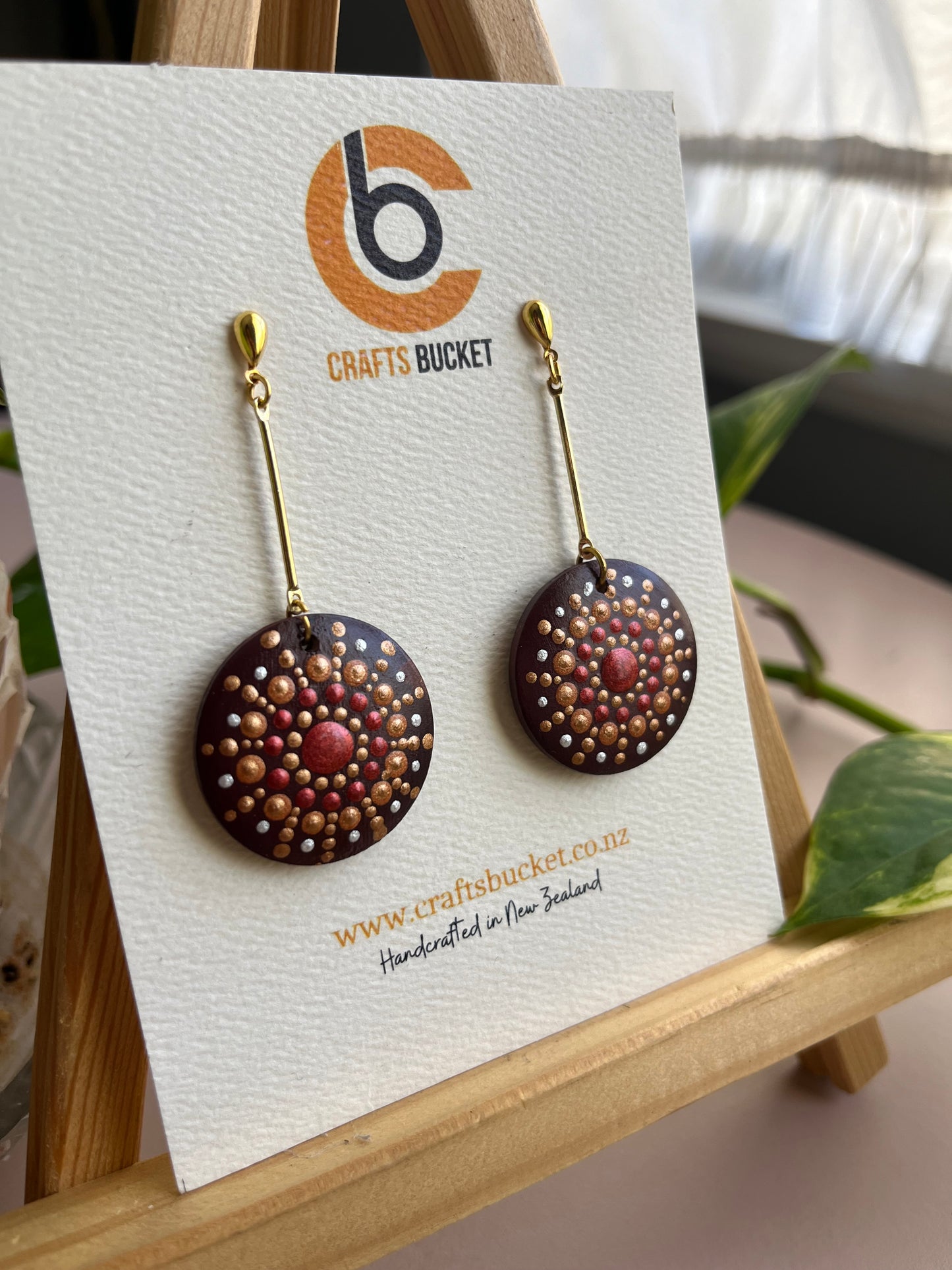 Hand painted Dot Mandala Earrings