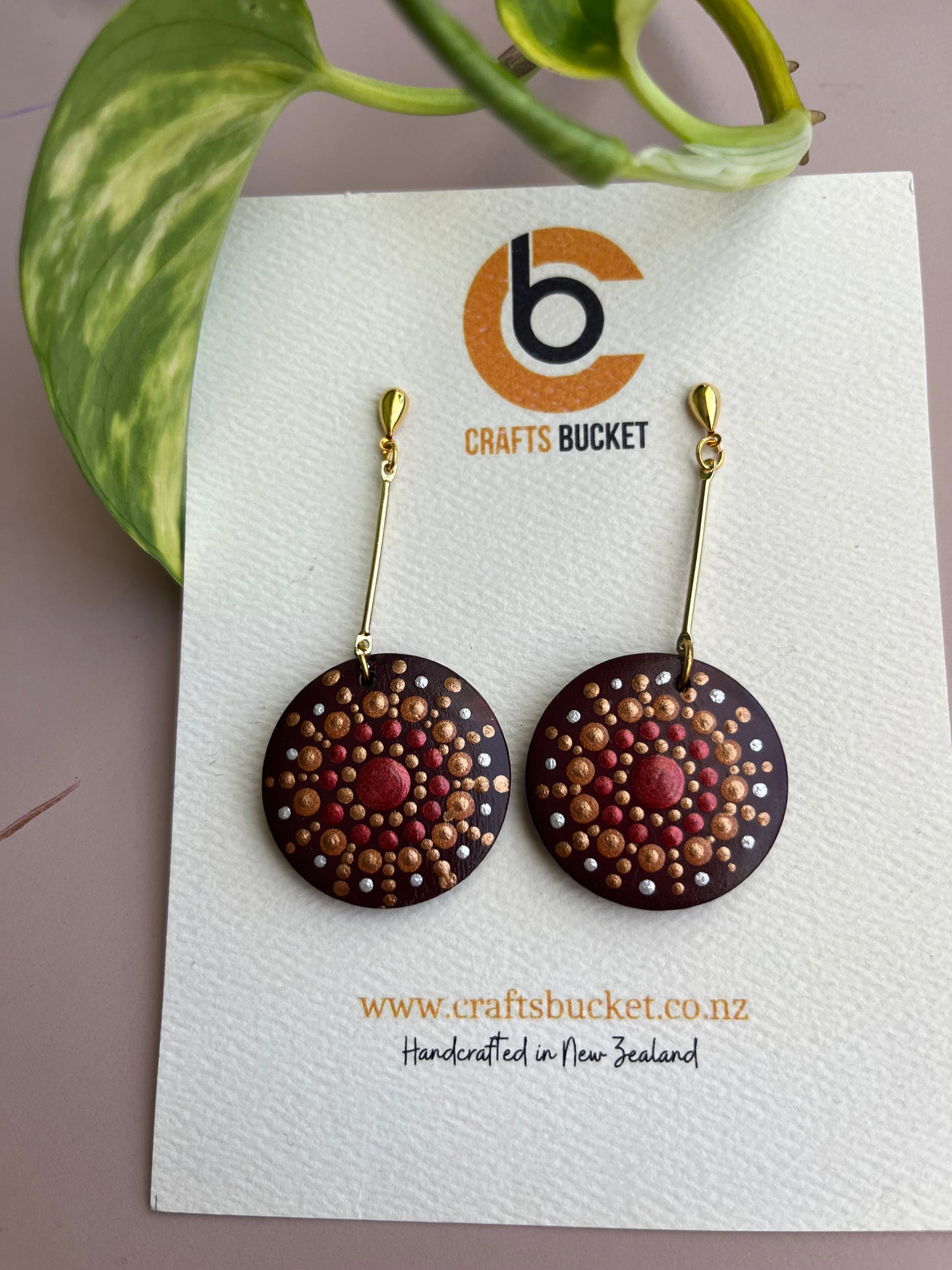 Hand painted Dot Mandala Earrings