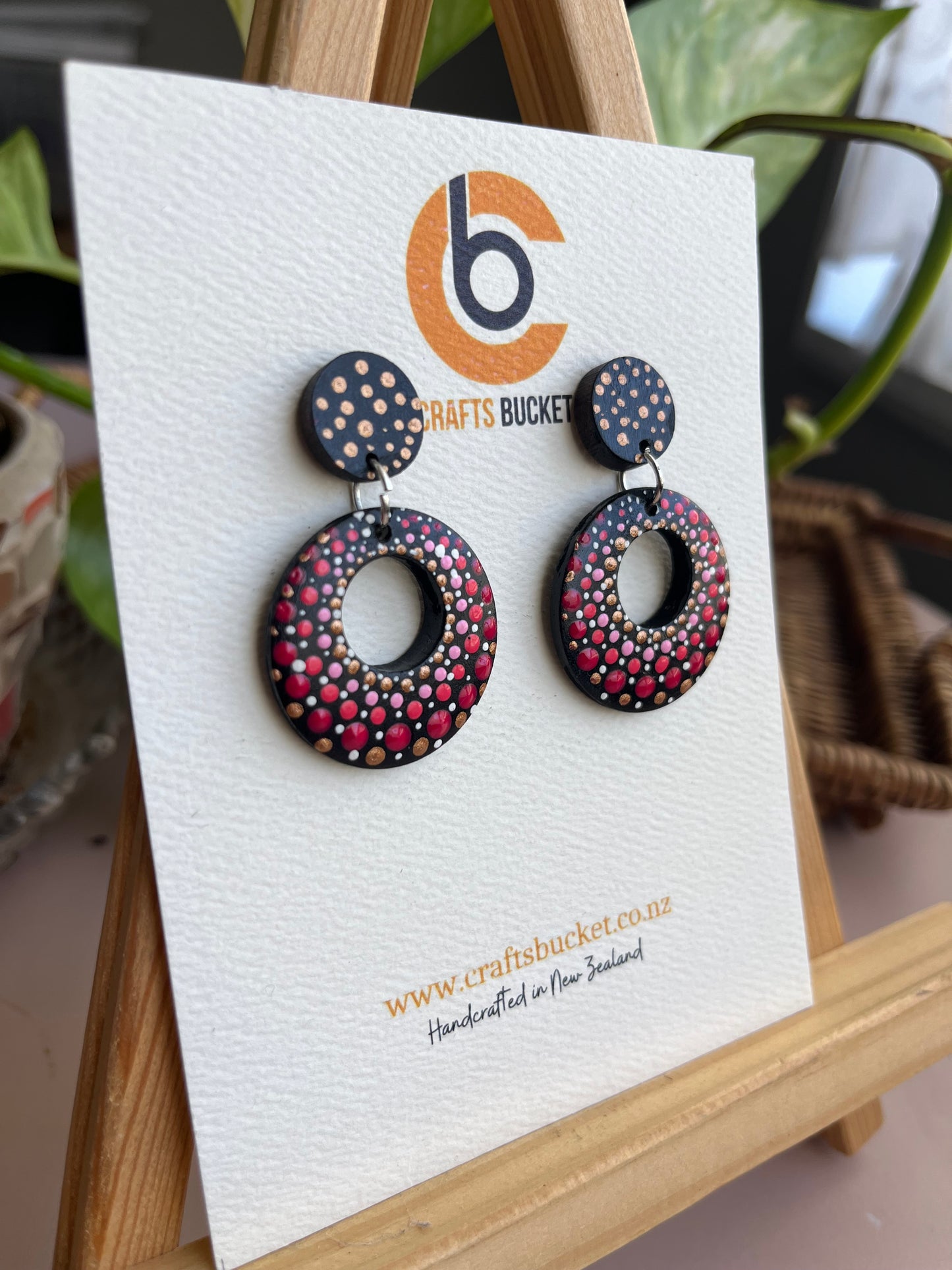 Hand painted Dot Mandala Earrings