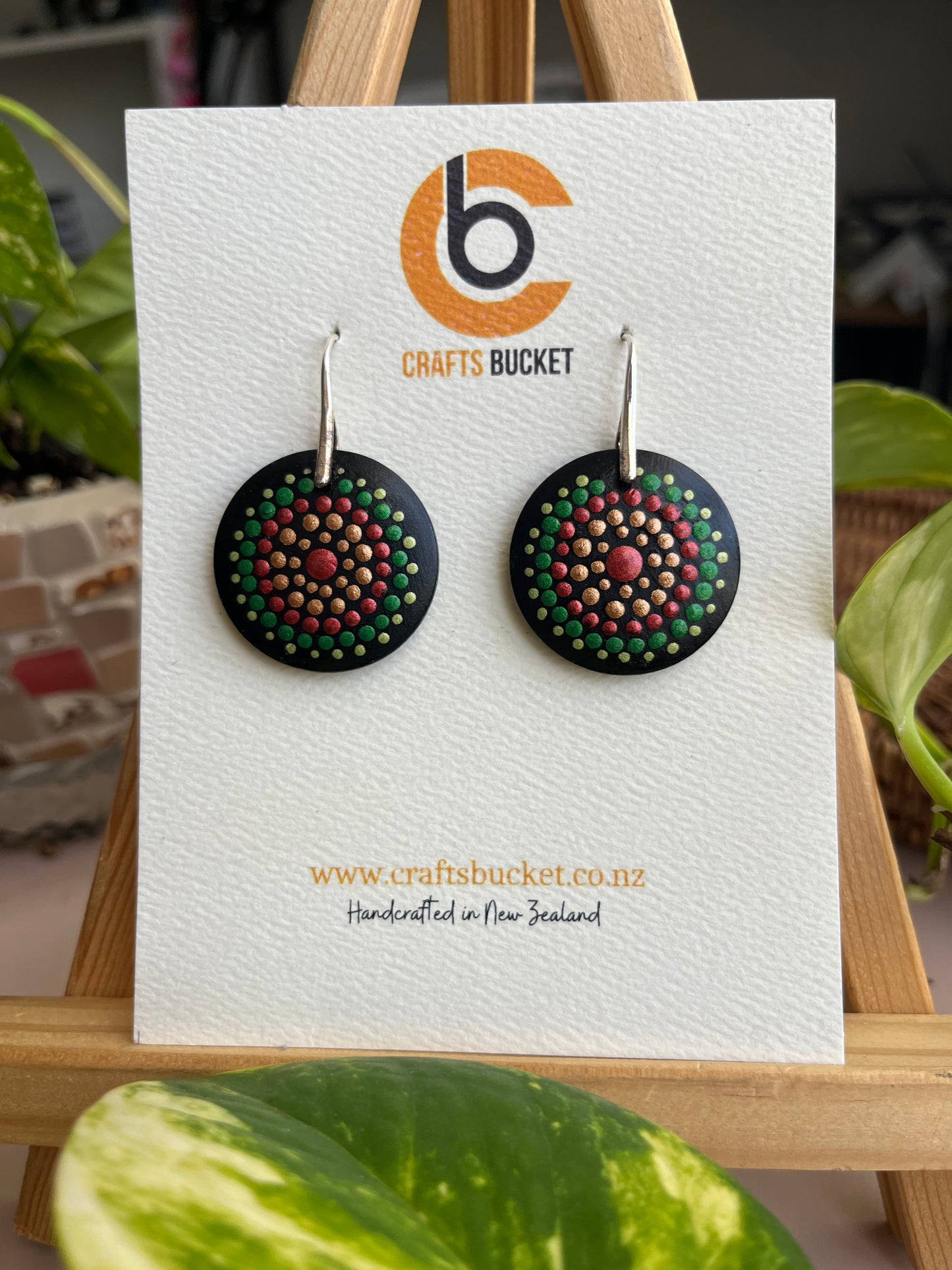 Hand painted Dot Mandala Earrings