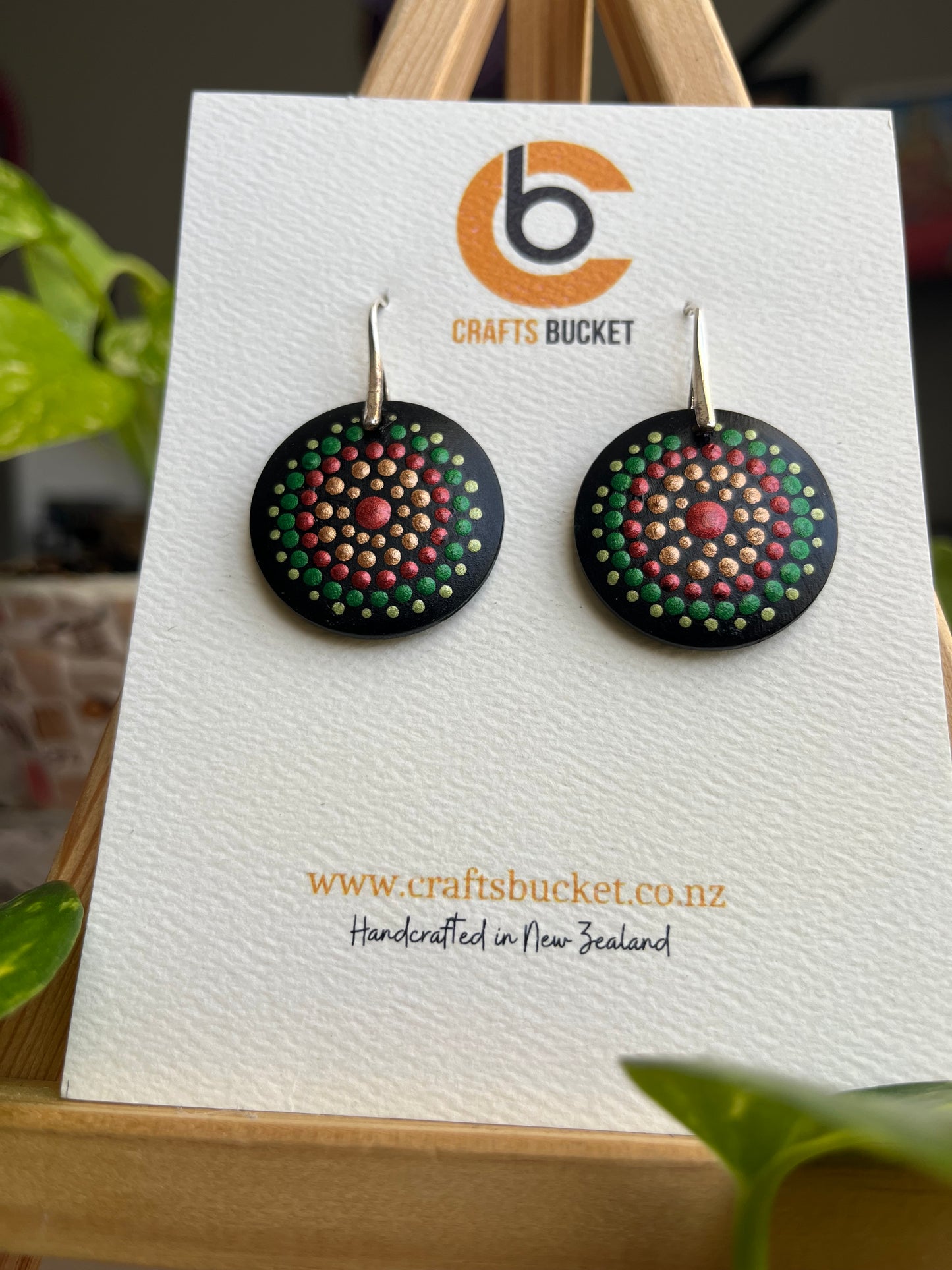 Hand painted Dot Mandala Earrings