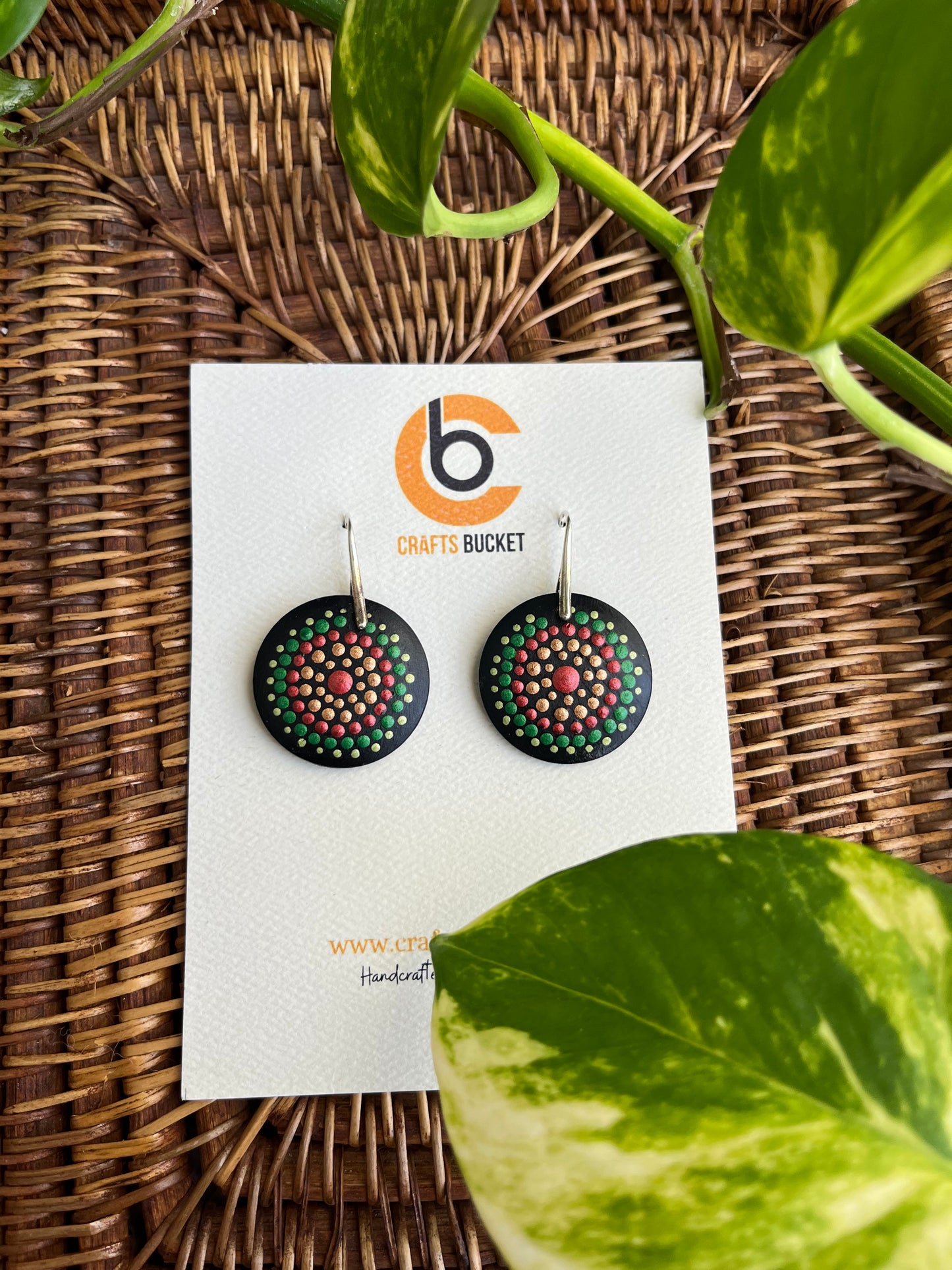 Hand painted Dot Mandala Earrings