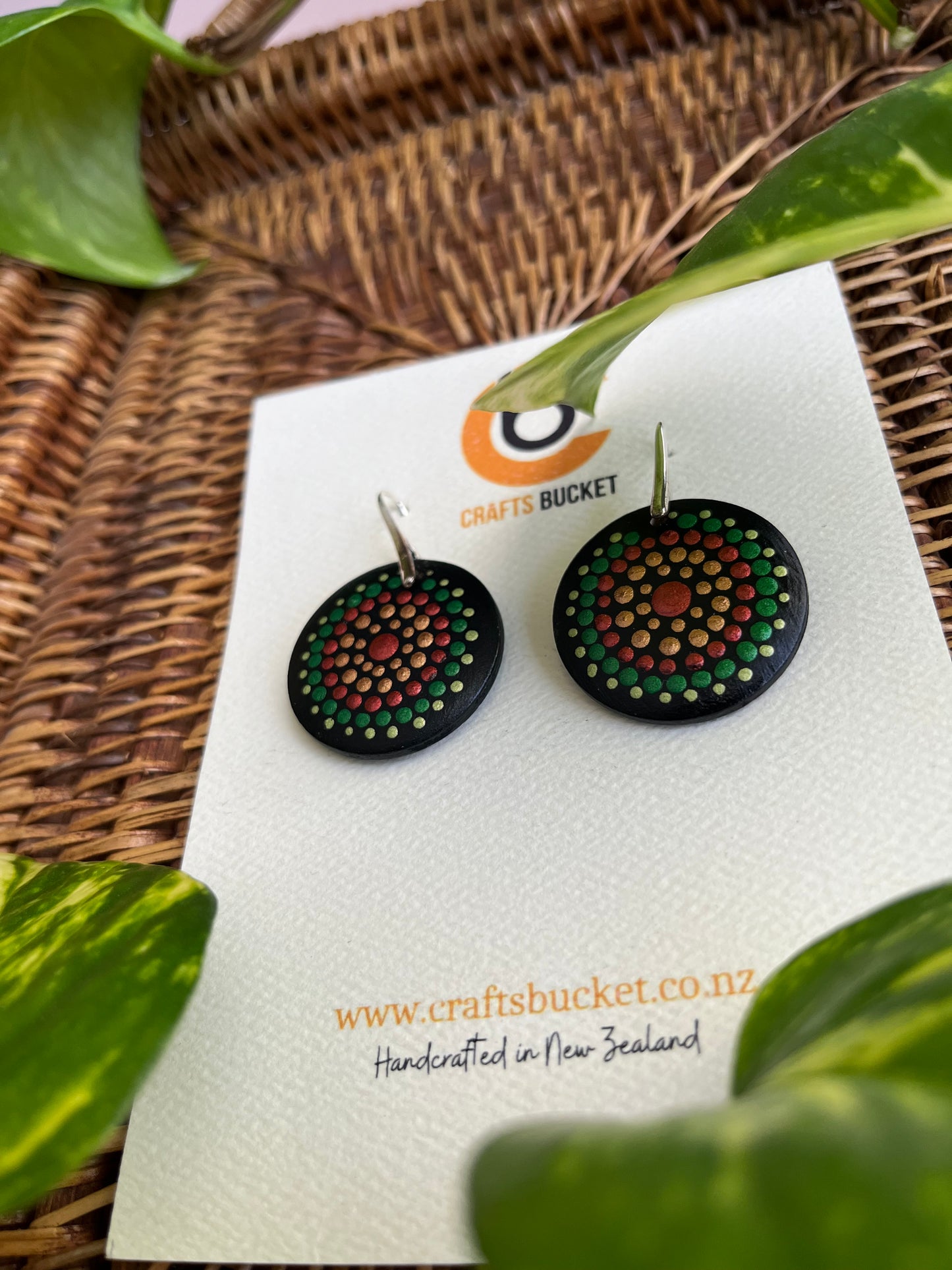 Hand painted Dot Mandala Earrings