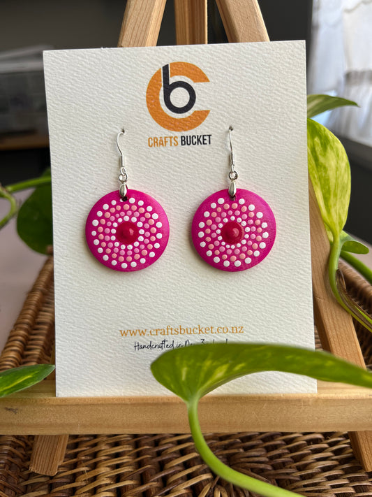 Hand painted Dot Mandala Earrings