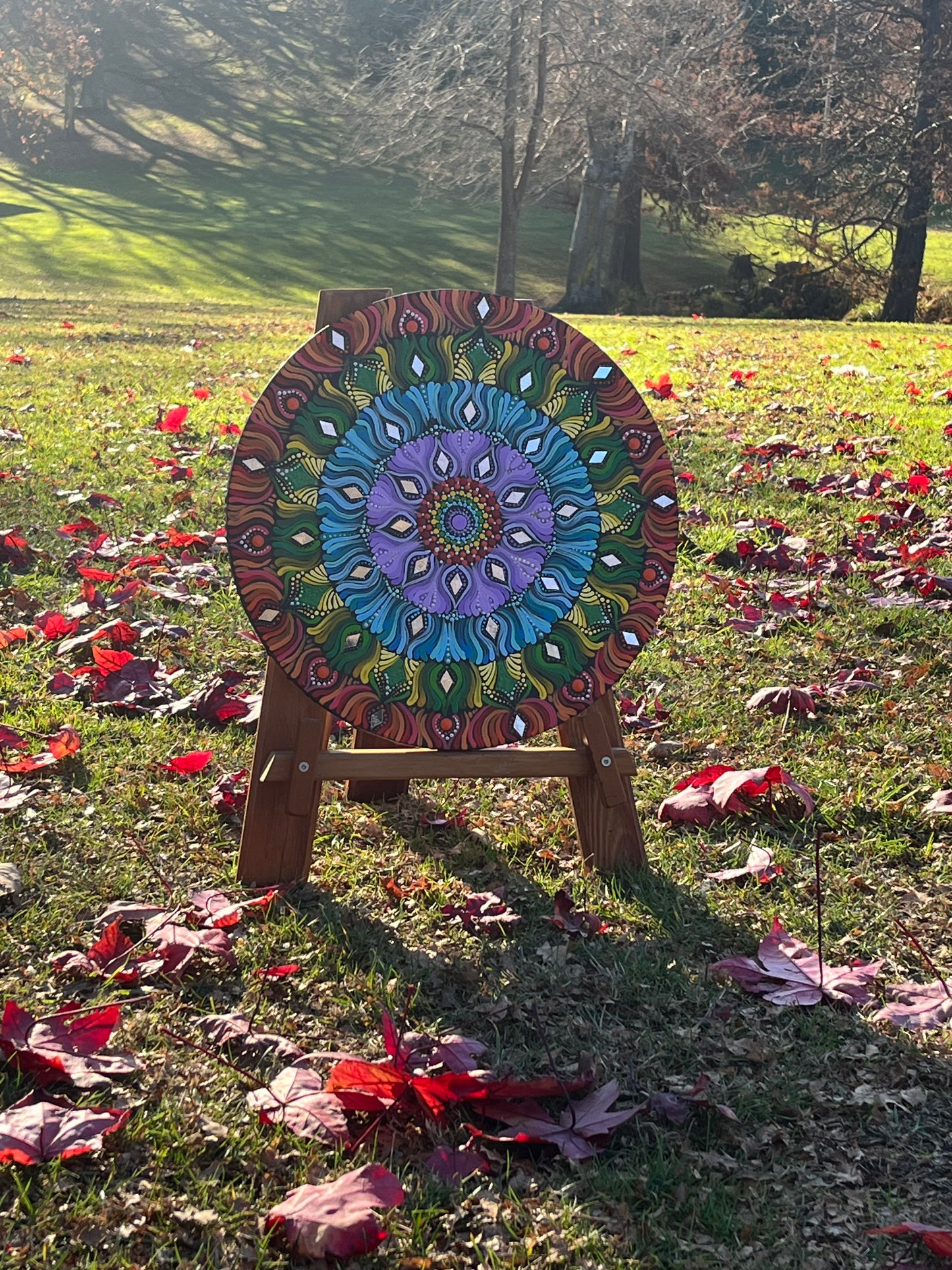 Spectrum of Serenity: Rainbow Inspired Mandala Wall Paintings