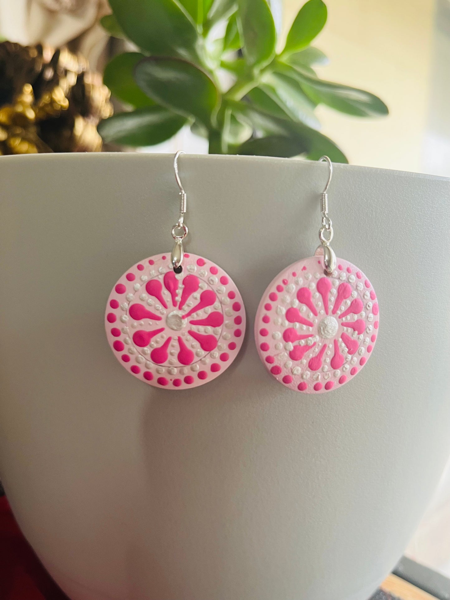 Hand Painted Charming Mandala Floral Earrings