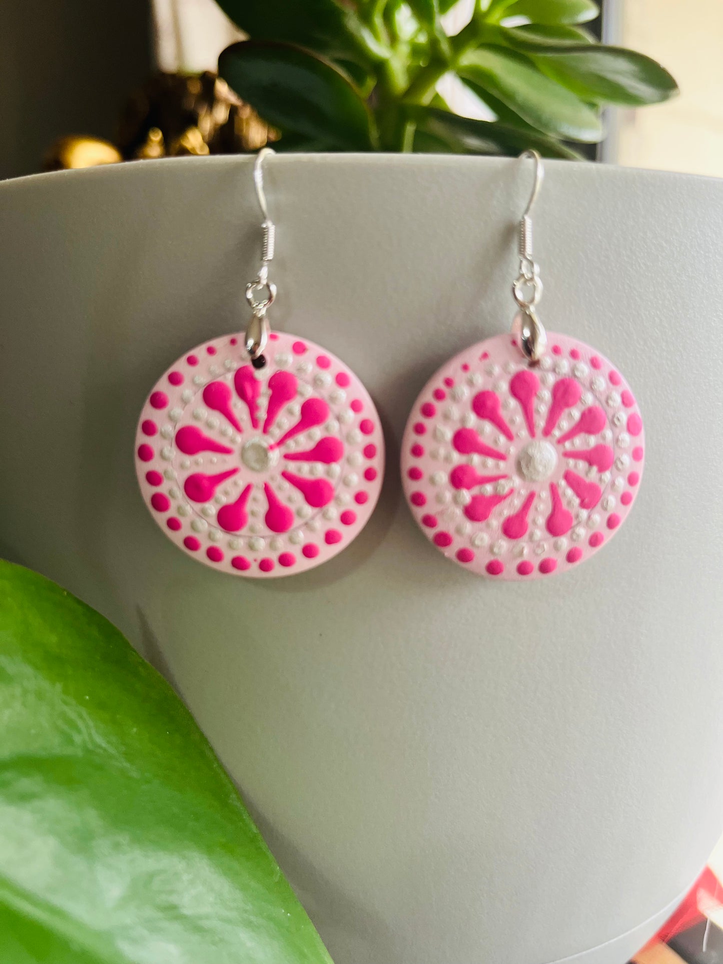 Hand Painted Charming Mandala Floral Earrings