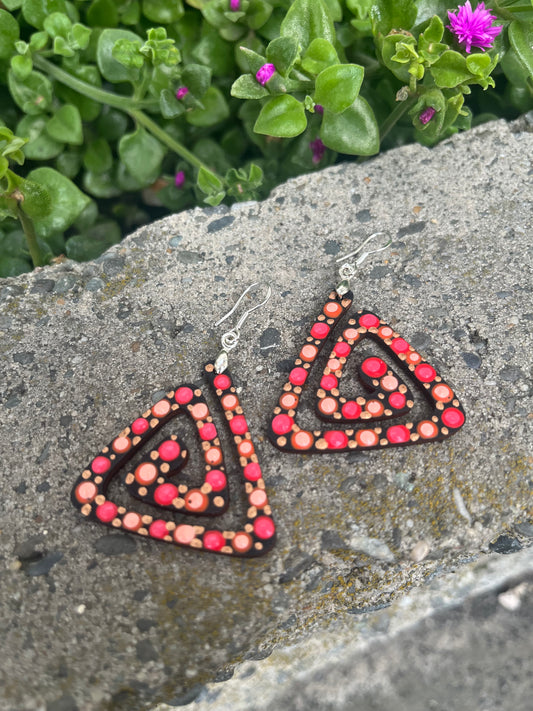 Unique Hand Painted Geometric Dangle Earrings