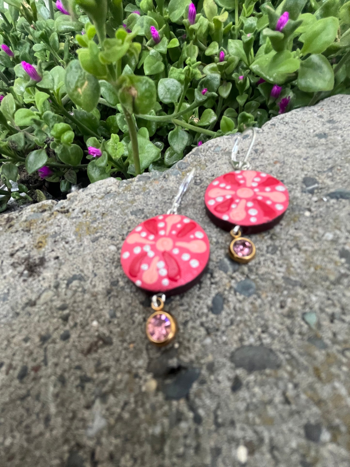 Hand Painted Mandala Dangle Earrings